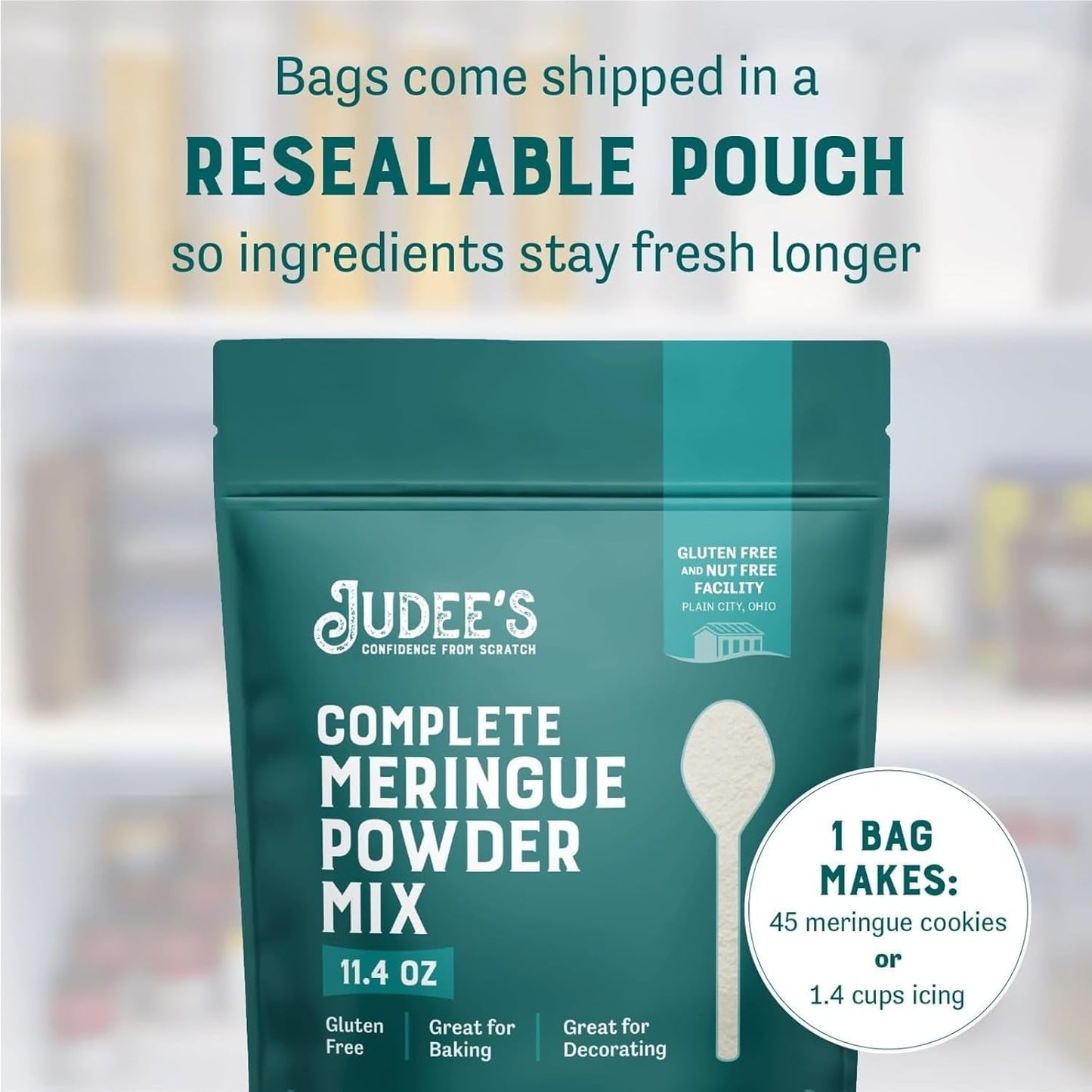 Judee's Gluten Free Complete Meringue Powder Mix - 11.4 Oz for Baking and Decorating - Gluten-Free, Nut-Free, No Preservatives - Make Meringue Cookies, Pies, Frosting, Royal Icing