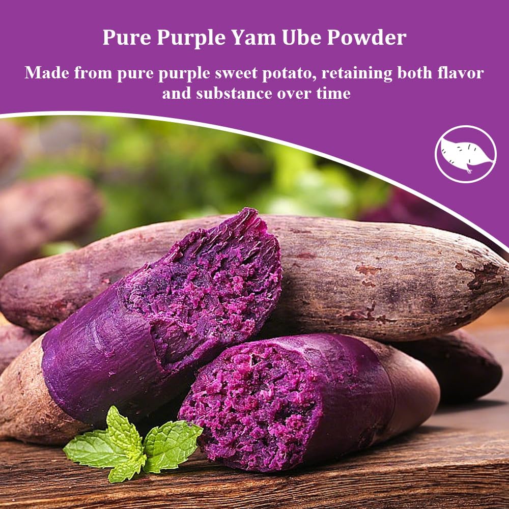 Fraunitsh Purple Sweet Potato Powder 13oz | Purple Yam Ube Powder | Natural Purple Food Coloring for Baking Smoothies Dinks & Recipes | No Additives