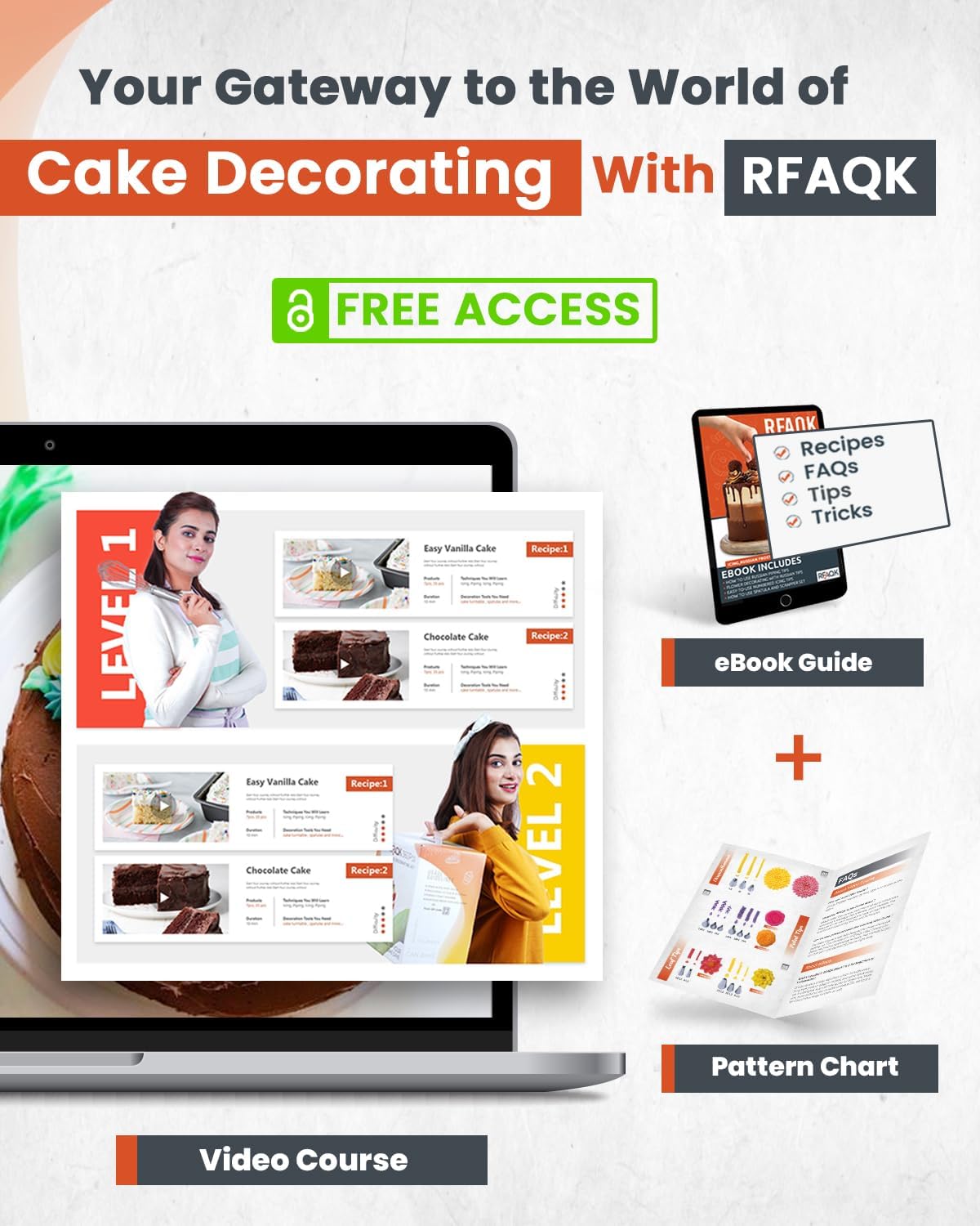 RFAQK 250 PCs Aluminum Cake Decorating Tools Kit with 12" Metal Turntable & Knife set-48 Numbered Icing Tips-3 Russian Piping Nozzles-Straight & Angled Spatula-Cake Leveler& Baking Supplies Tools