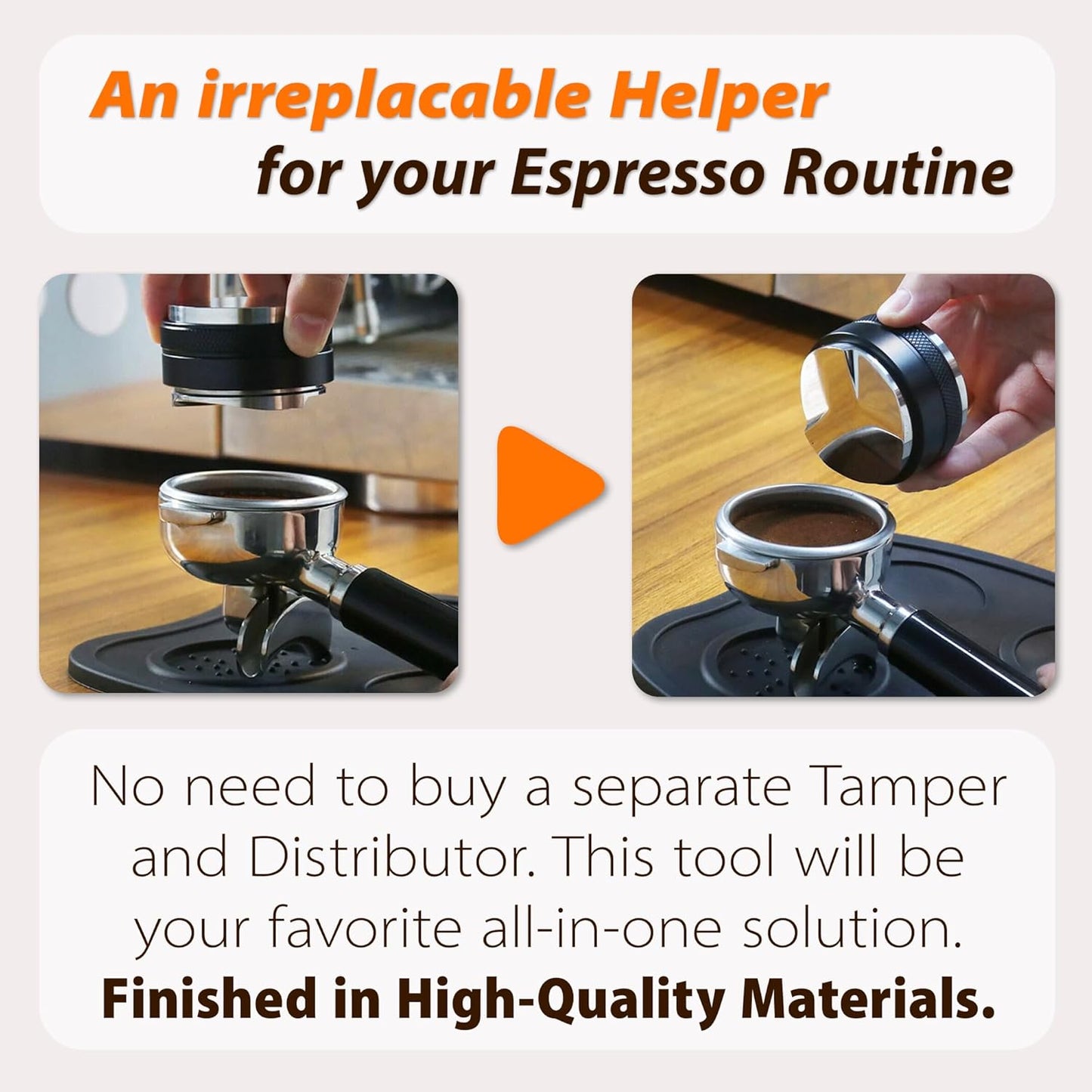 Premium Barista Espresso Tamper Set 53mm Aluminum and Stainless Steel (53mm, Aluminum Handle)