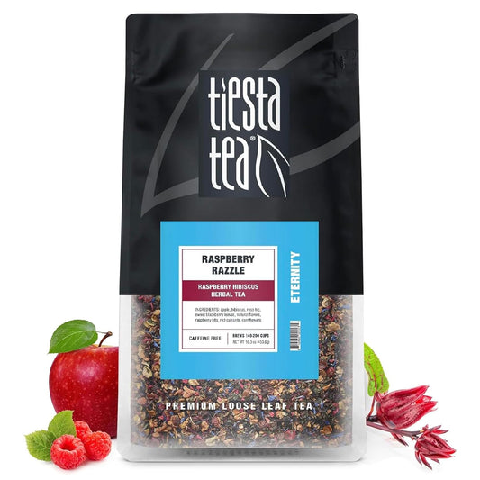 Tiesta Tea - Raspberry Razzle Tea, Loose Leaf, Raspberry Hibiscus Herbal Tea, Premium Caffeine-Free Tea Blend, Make Hot or Iced & Up to 200 Cups, 16 oz Resealable Bulk Pouch