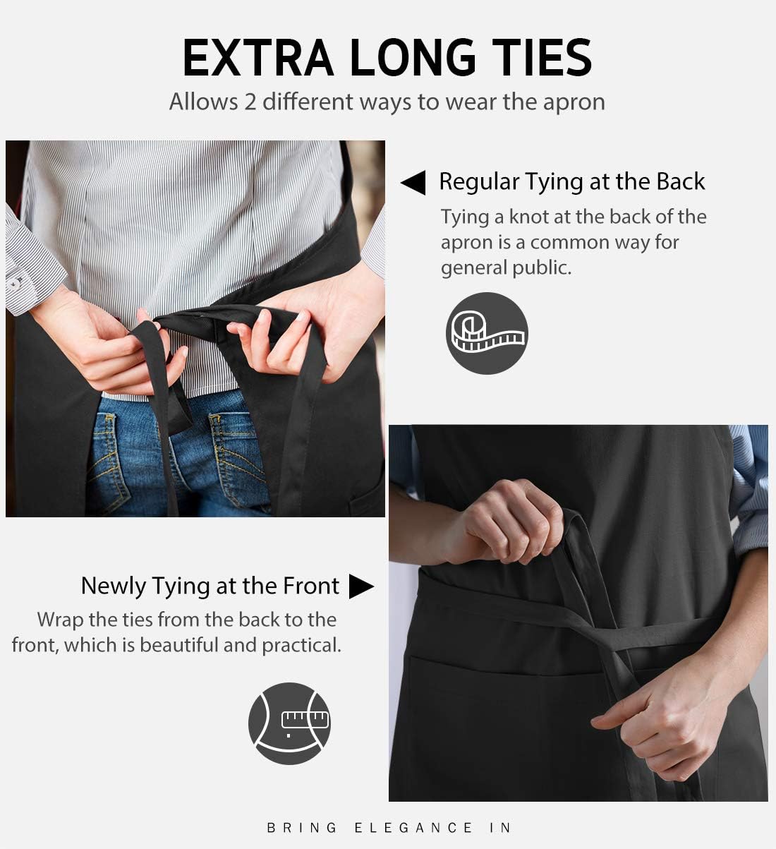 Syntus 12 Pack Bib Apron, Unisex Aprons Adjustable Thicker Version Waterdrop Resistant with 2 Pockets Cooking Kitchen Aprons for Women Men Chef, BBQ Drawing Apron Bulk, Black