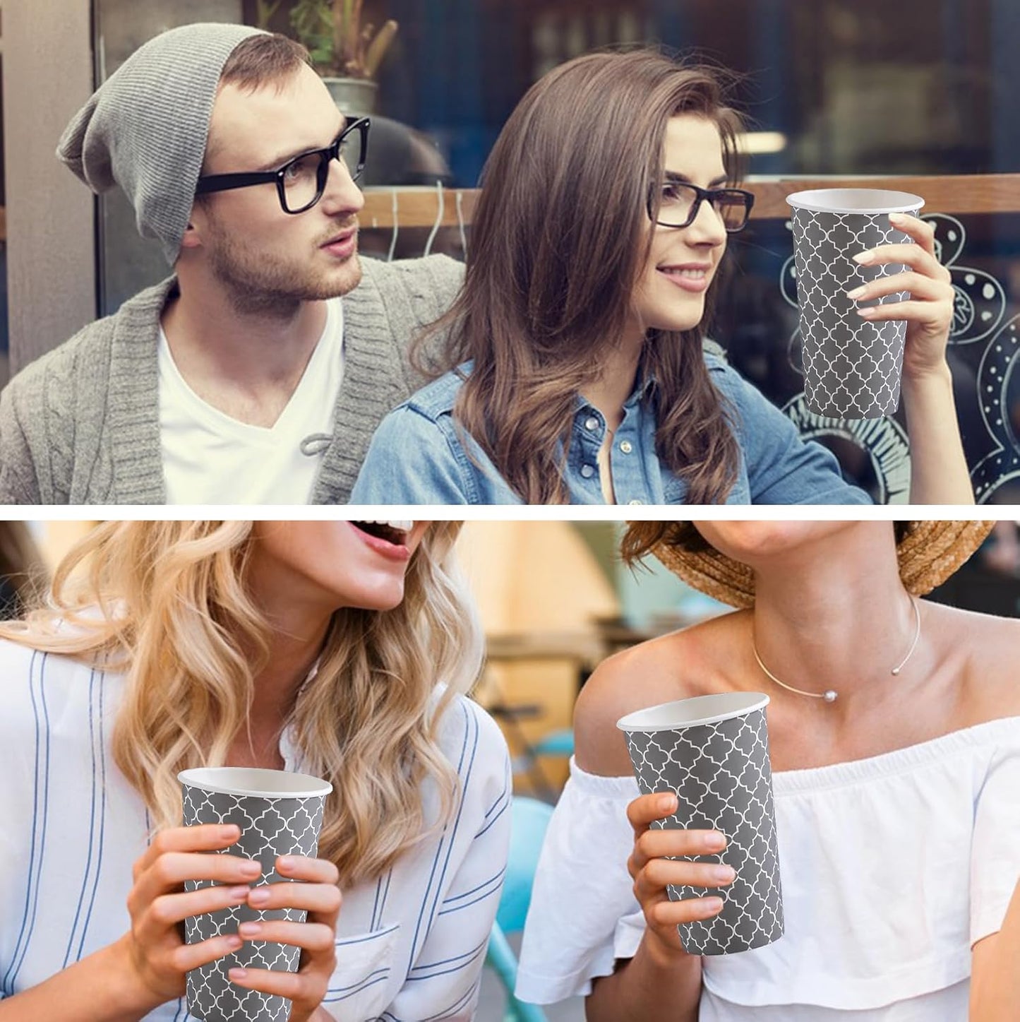 Lamosi Coffee Cups 16 oz 180 Pack, Disposable Coffee Cups, Disposable Cup,16 oz Hot Cup, Paper Insulated Cup for Cold Hot Drinks (No Lids)