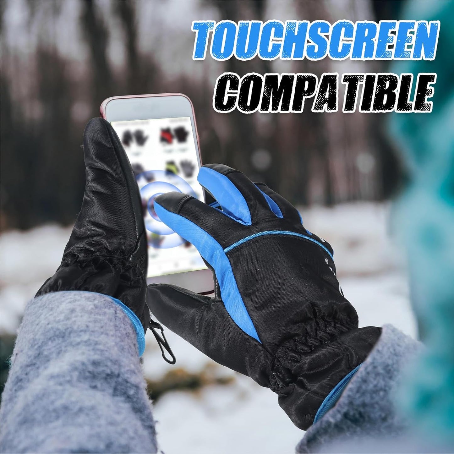 HANDLANDY Insulated Work Gloves Waterproof for Men Women, 3M Thinsulate Ski Gloves Winter Cold Weather Work Gloves Touchscreen (Large, Black)