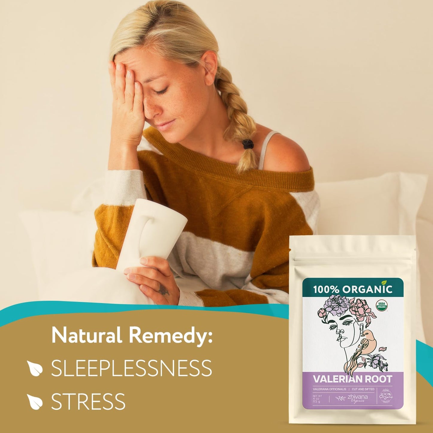 Super Value Pack 5 LB - Organic Valerian Root Tea - Valarian Tea - Stress Release, Nervous System Support - Sleep Better & Longer