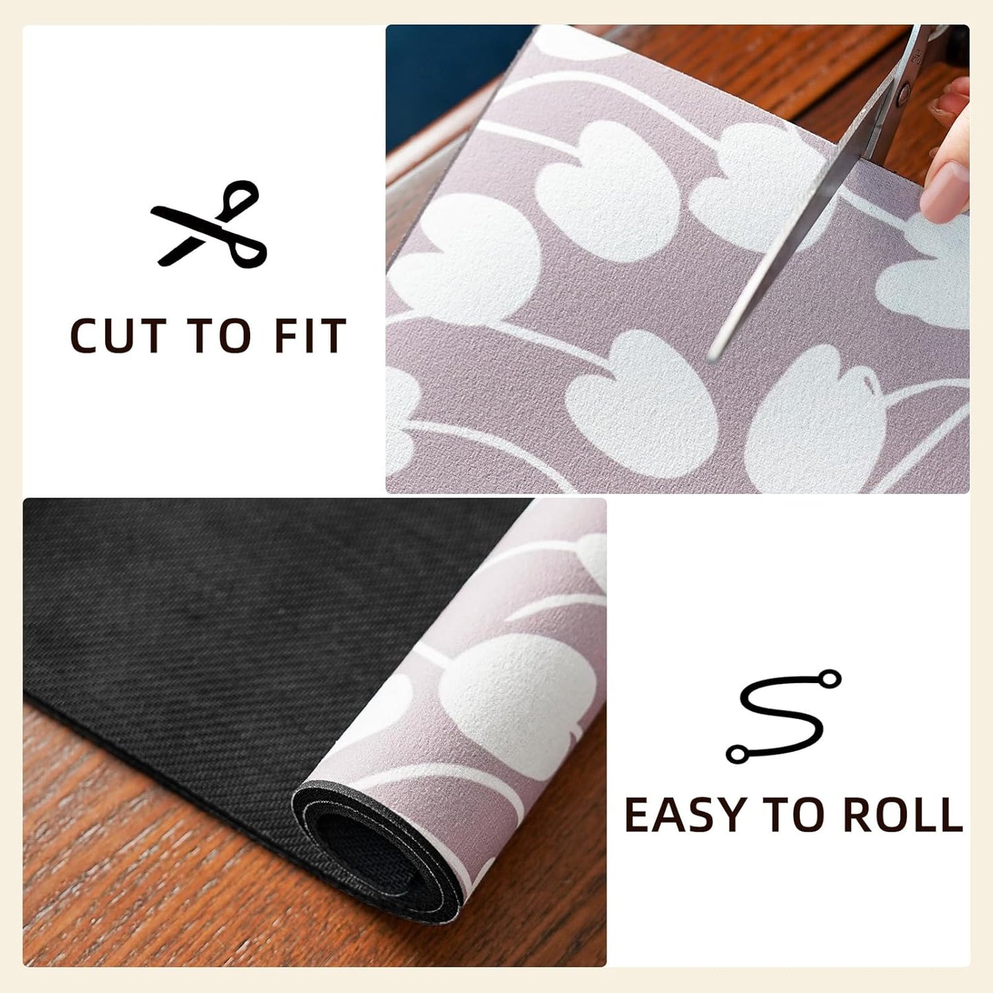 Dish Drying Mat, Absorbent Coffee Mat Rubber Backed, Soft Silicone Dish Drying Mat for Kitchen Counter or Sink for Kitchen Bathroom Coffee Bar (Tulip, 12 x 16 Inches)