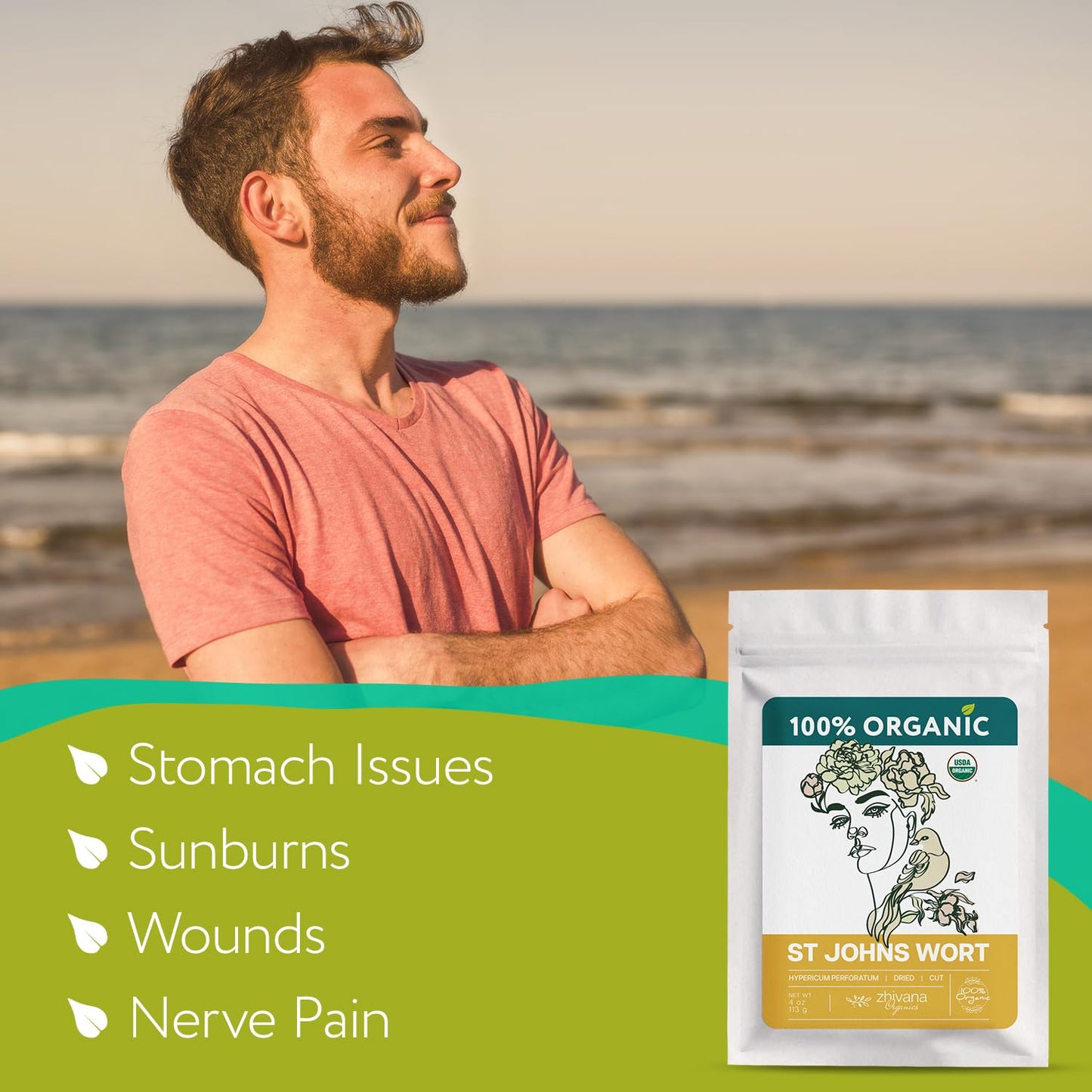 Organic St Johns Wort Tea (4 oz.) – 100% Pure Dried Saint John’s Wort Herb – Te de Hierba de San Juan Organica