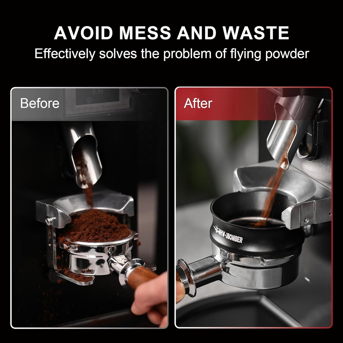 MHW-3BOMBER 53mm Espresso Dosing Funnel & Puck Screen Set, Magnetic Dosing Rring & Reusable Filter kit Compatible with 53mm Bottomless Portafilter, Coffee Dosing Ring with Eppresso Puck DR7014-OS