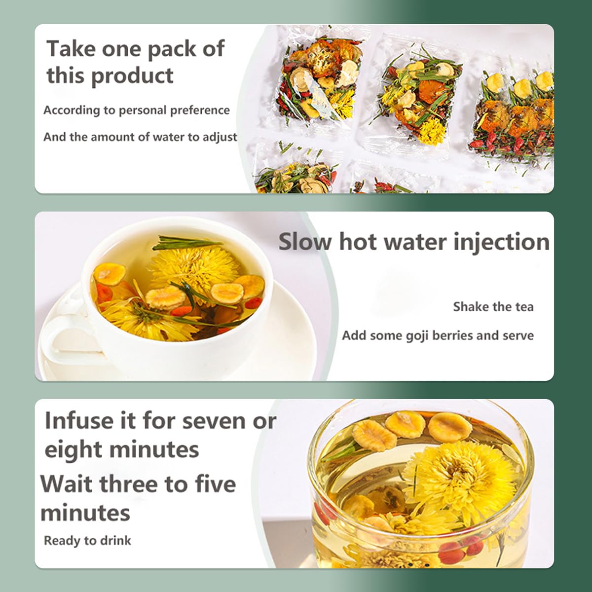 Dandelion Wolfberry Tea - Kidneys & Liver Health Tea, Seven Herbal Ingredients Natural Blend, Dandelion Chinese Wolfberry Tea Bags Organic 120g/12PC (1Bag(12Pcs))