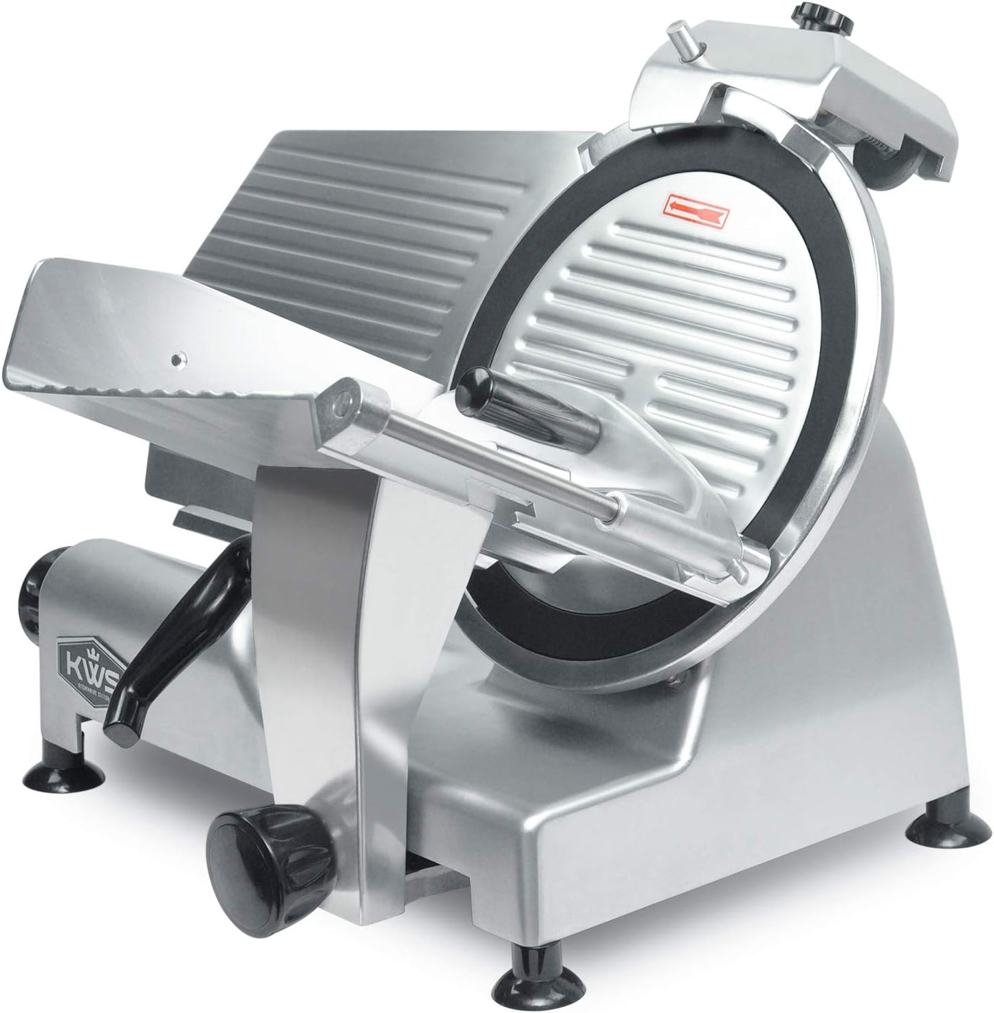 KWS Commercial 420W Electric Meat Slicer 12" Frozen Meat Deli Slicer Restaurant and Home Use Stainless Steel Blade [ETL, NSF Certified] (Teflon Blade, 12-Inch Blade)