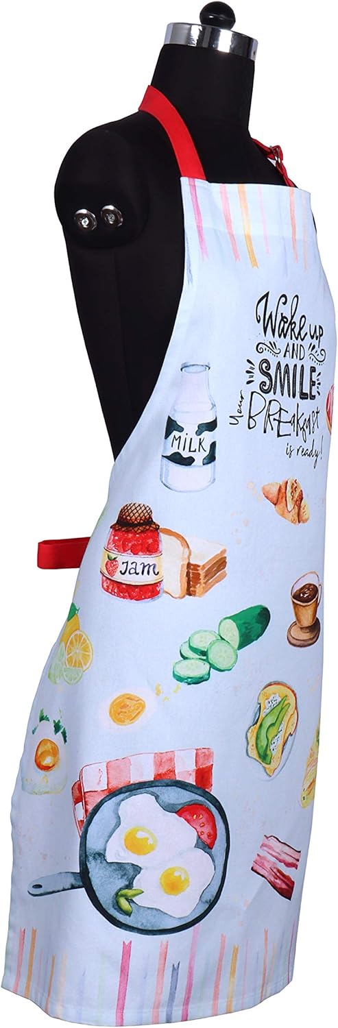 AMOUR INFINI Aprons for Women Cotton Washable Breakfast Apron 27.5 x 33 Inches Adjustable Strap & Waist Ties for Baking Cooking Gardening Spring Apron