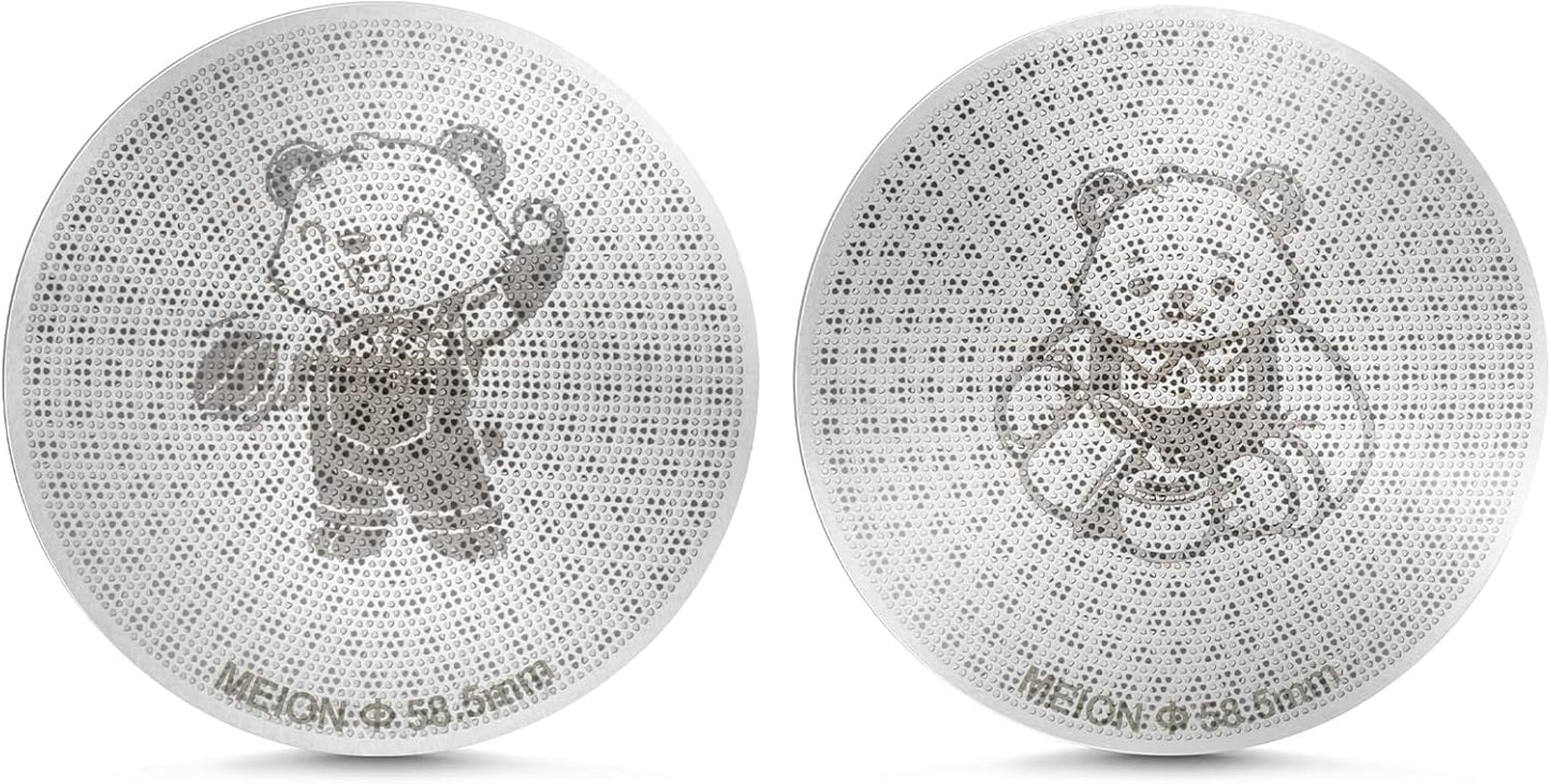 MEION 58.5mm Espresso Puck Screen-2 Pack 0.8mm Thickness Espresso Filter Screen, Reusable Metal Coffee Filter for Bottomless Portafilter Basket 58mm, Stainless Steel Coffee Puck Screen