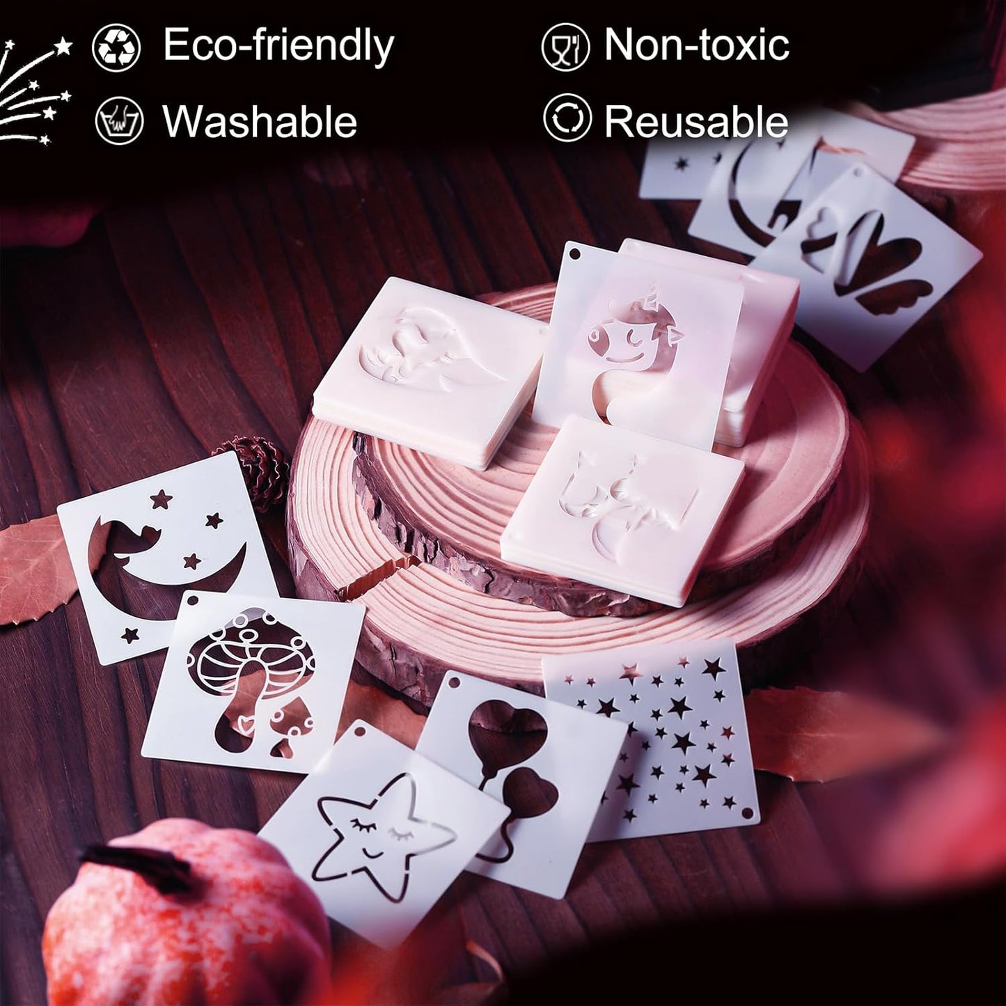 Fainne 100 Pcs Stencils for Painting on Wood Reusable Stencil Crafts Drawing Templates Holiday Wall Paper for DIY Scrapbook Home 2 x 2 Inch (Girls Theme)