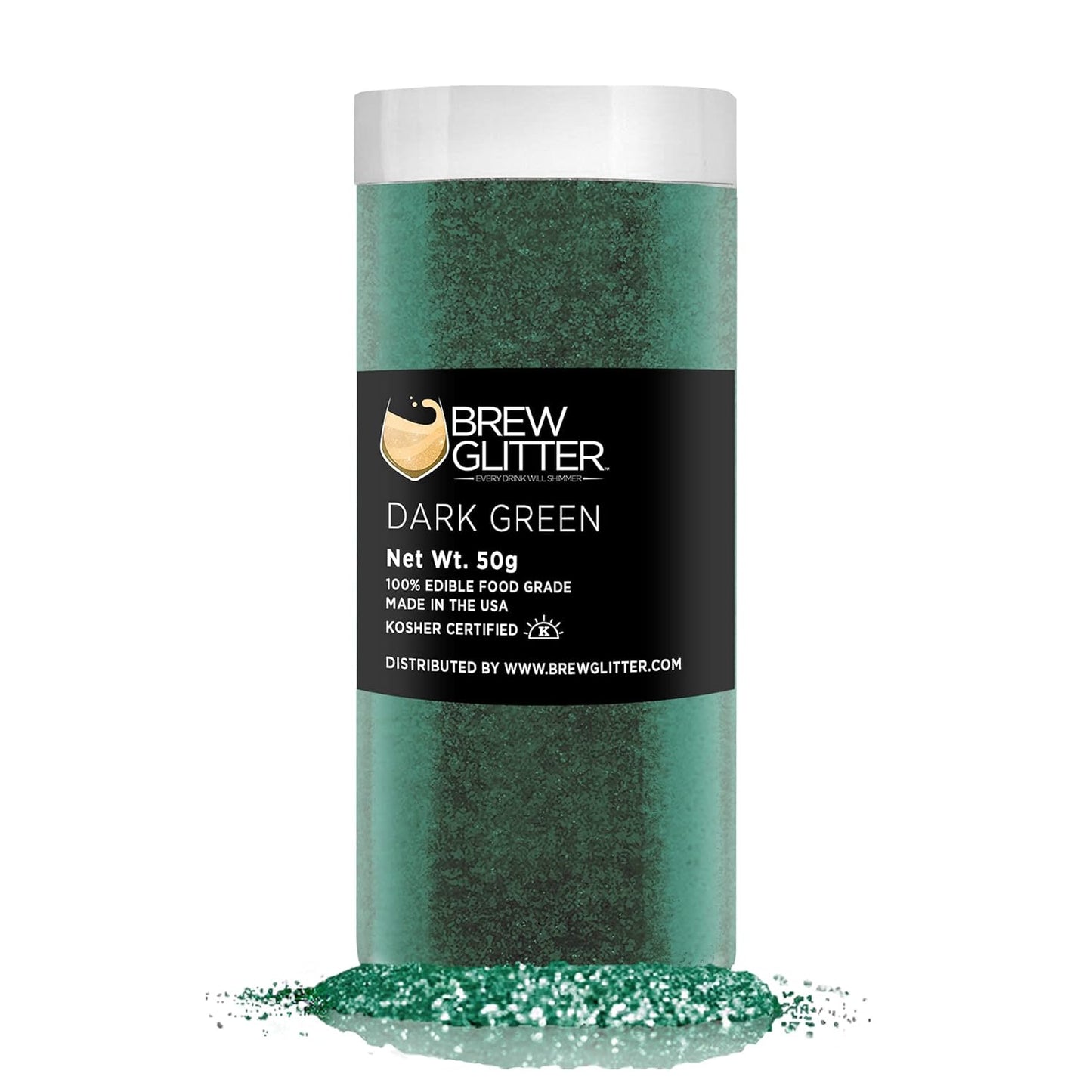 Dark Green BREW GLITTER Edible Glitter For Drinks, Cocktails, Beer, Garnish Glitter & Beverages | KOSHER & HALAL Certified | 100% Edible & Food Grade | Vegan, Gluten, Nut Free (50g, Dark Green)