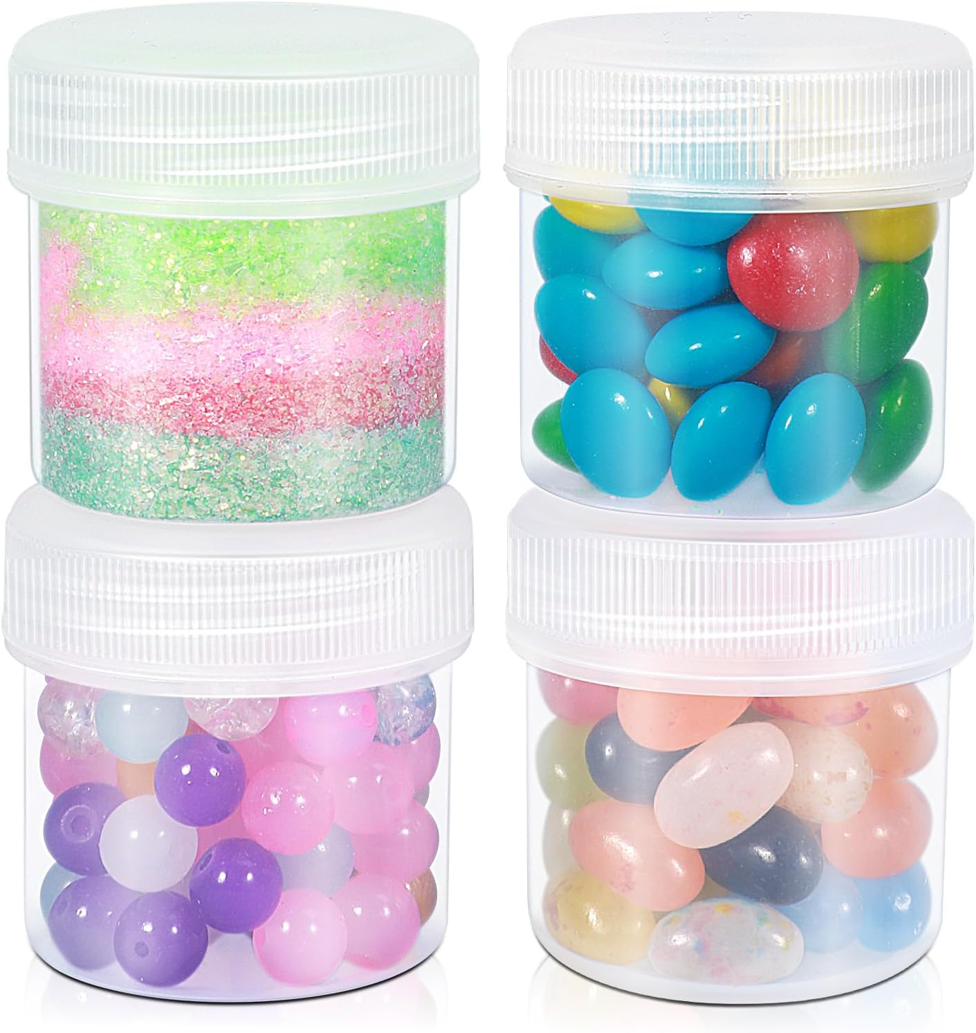 TSA Approved Wide Mouth Travel Size Containers, PP Clear & White Leak Proof Travel Plastic Jars with Lids for Creams Lotion Cosmetic, Jewelry Beads, Sample, Small Items Storage (1 oz, 8 Pcs)