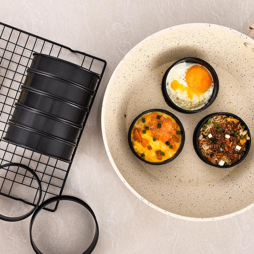 12Pieces Crumpet Rings Nonstick English Muffin Rings, 3.15 Inch Stainless Steel Double Rolled Metal Baking Tart Ring Molds for cookies, pastries