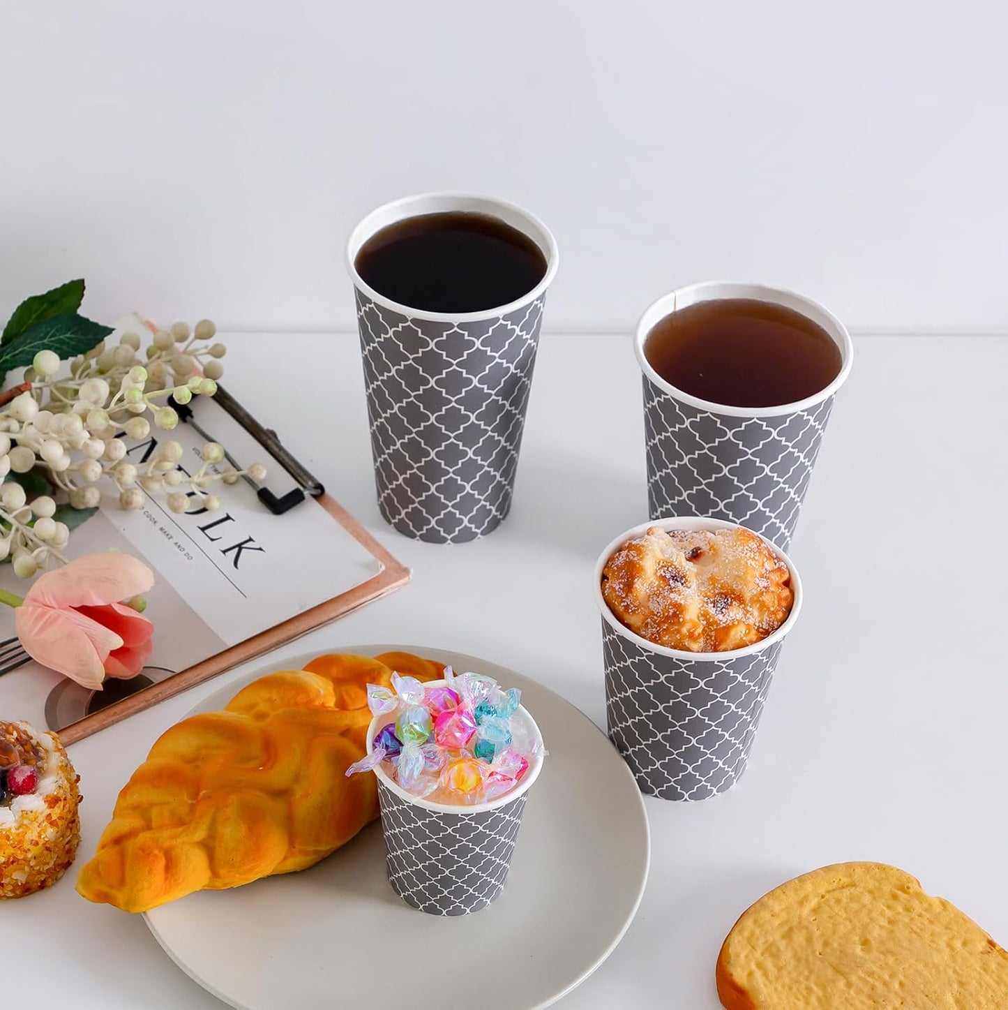 Lamosi Coffee Cups 16 oz 180 Pack, Disposable Coffee Cups, Disposable Cup,16 oz Hot Cup, Paper Insulated Cup for Cold Hot Drinks (No Lids)