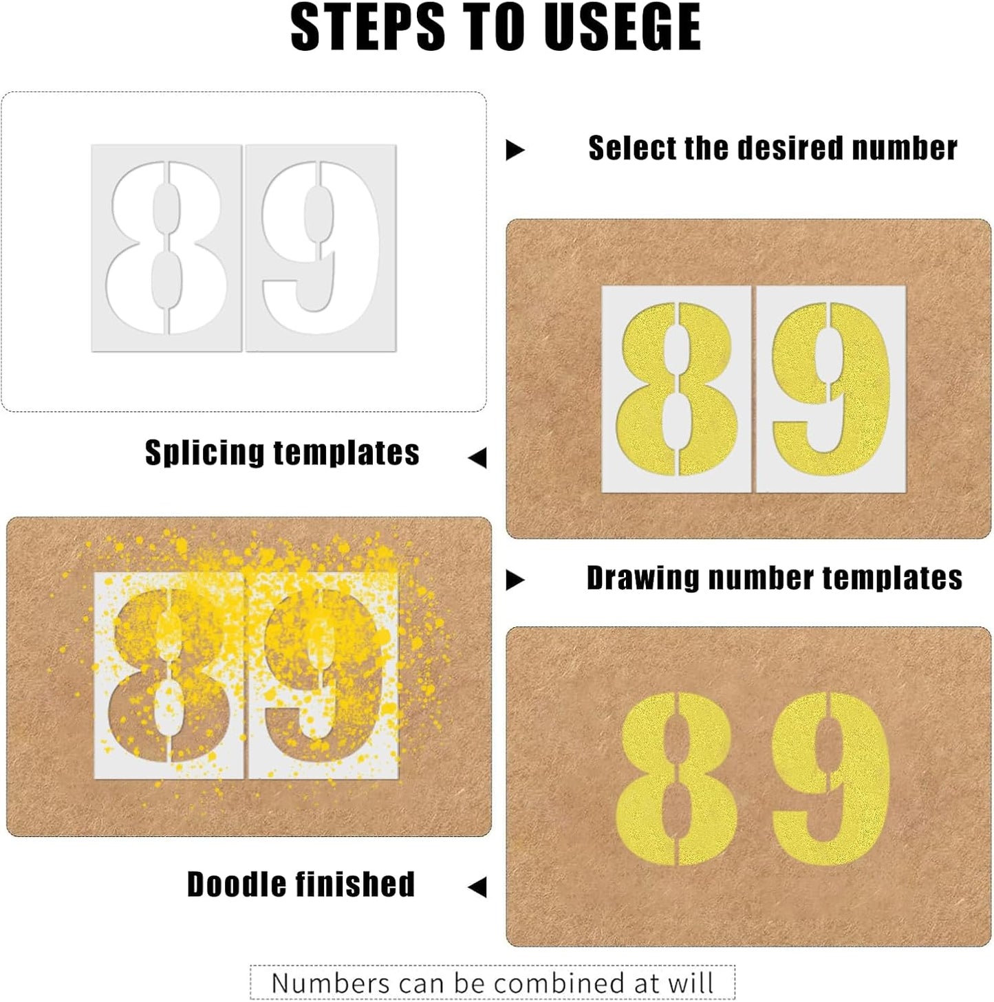 12 Inch Number Stencils Set, 0-9 Plastic Address Number Stencils Reusable Cake Digital Templates for Painting on Wall,Wood,Rock,Mailbox and DIY Art Projects