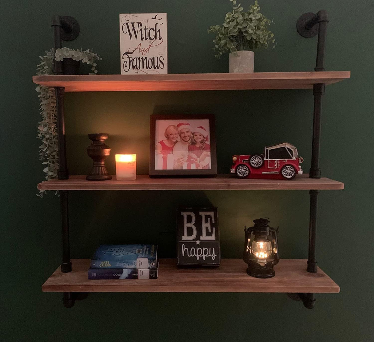 Pipe Shelves Industrial Pipe Shelving Shelves Real Wood Industrial Floating Pipe Shelves with Wood Planks 36 inch Wall Shelves Rustic Hanging Bookshelf Farmhouse Kitchen Bar Shelving