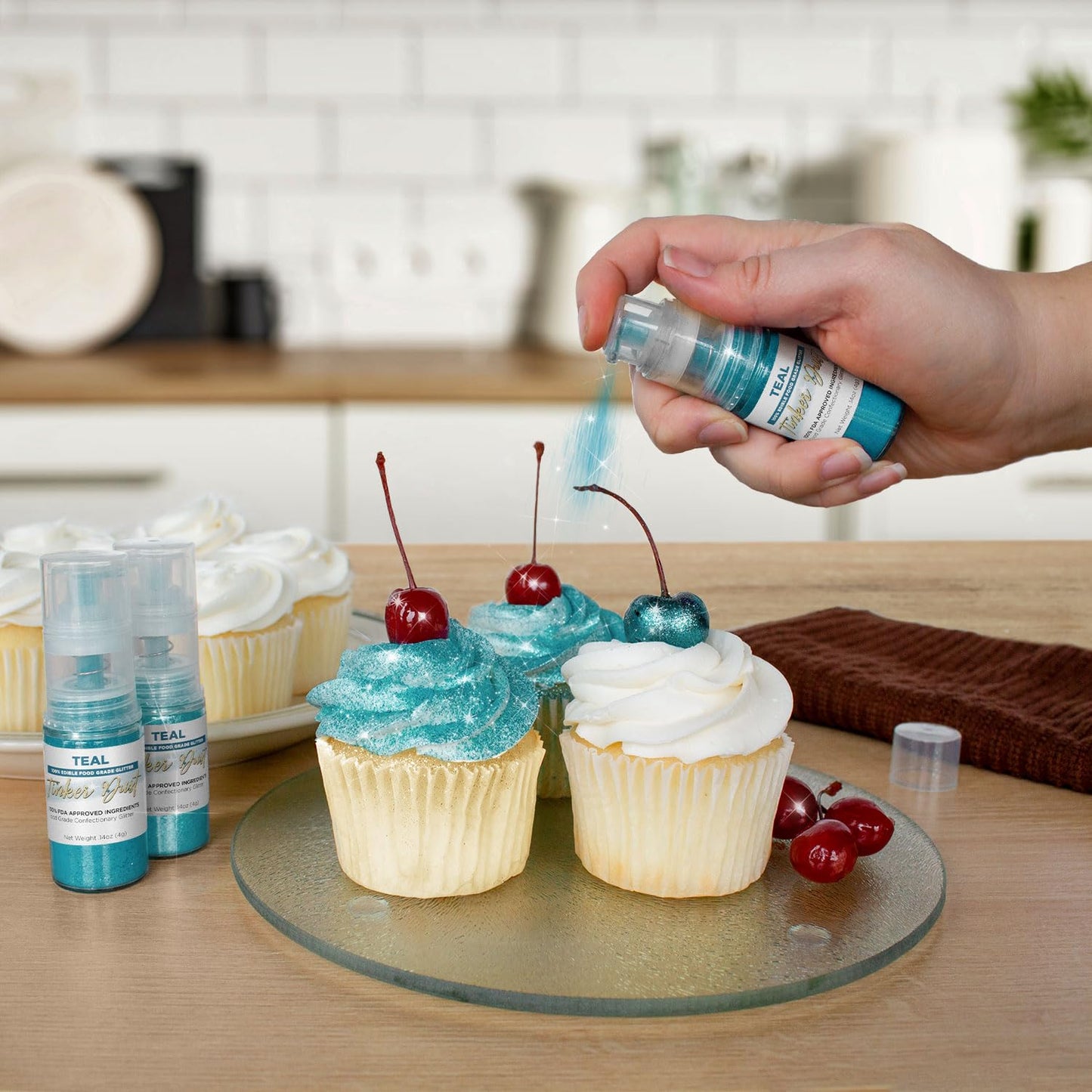 Bakell - Teal Tinker Dust (4g, 1x Mini Spray Pump) Edible Glitter for Food, Desserts, and Beverages!