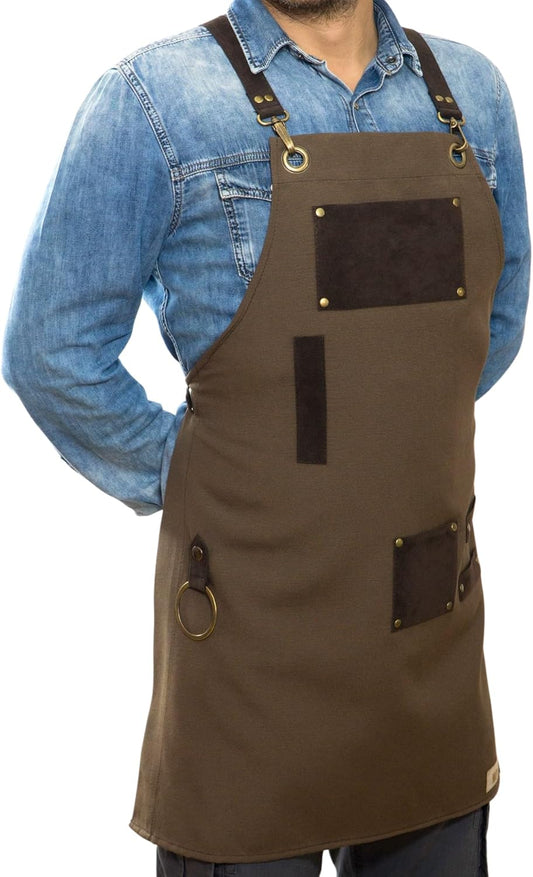 Men and Women Apron for Kitchen, Gardening, Artist, Chef, Work | Canvas, Waterproof, Adjustable Straps Unisex
