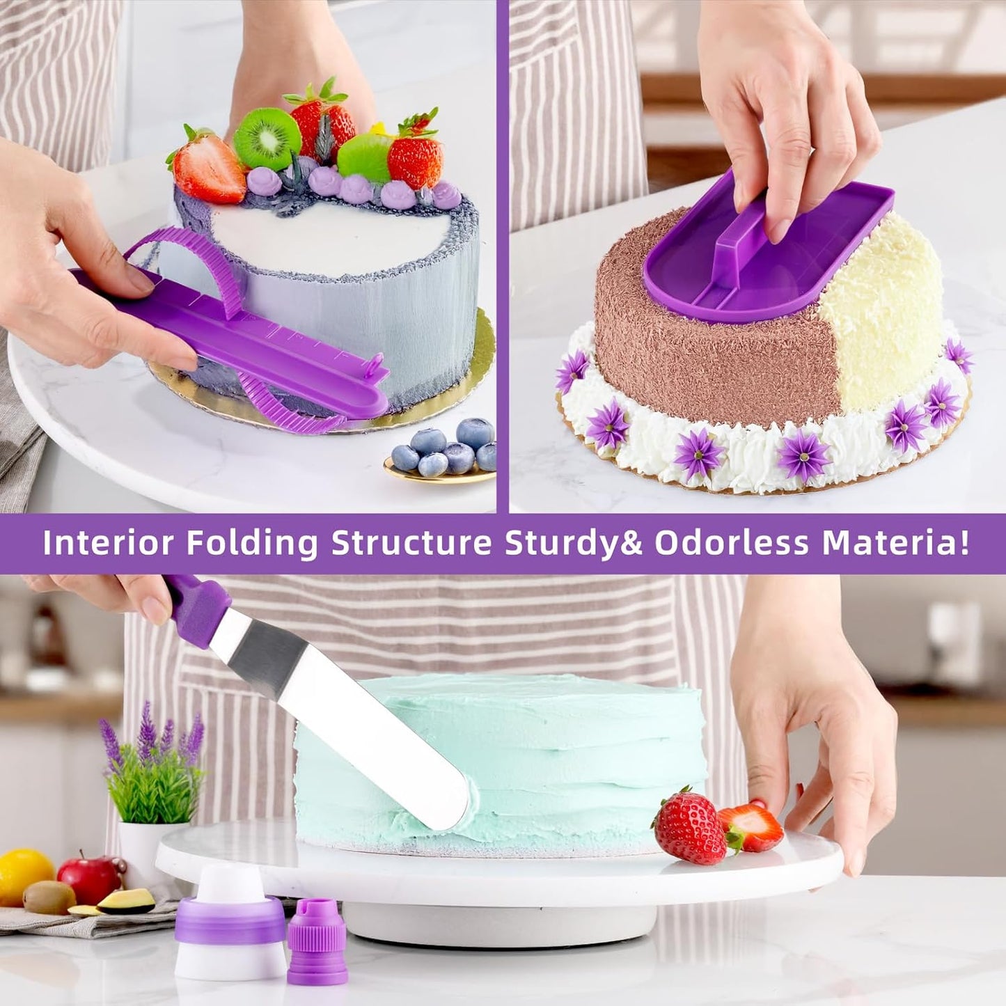 Cake Decorating Kit: Decorating Supplies Tools Kit 235 PCS Baking Accessories Include Spiping Bags and Tips Set, Piping Tips Set, Spatulas, Cake Scraper, 100 Piping Bags, Purple