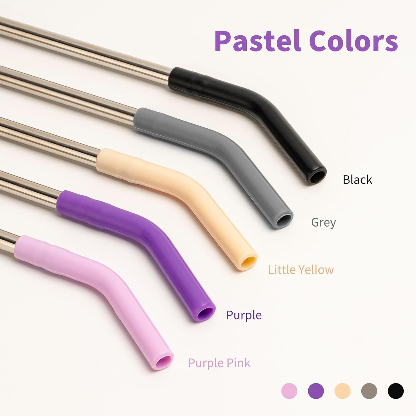 Stainless Steel Straw for 30 oz YETI and Simple Modern 24 oz Tumbler, Metal Straws Reusable With Silicone Tip for 32oz Glass, Cleaning Brush, 1 Portable Bag