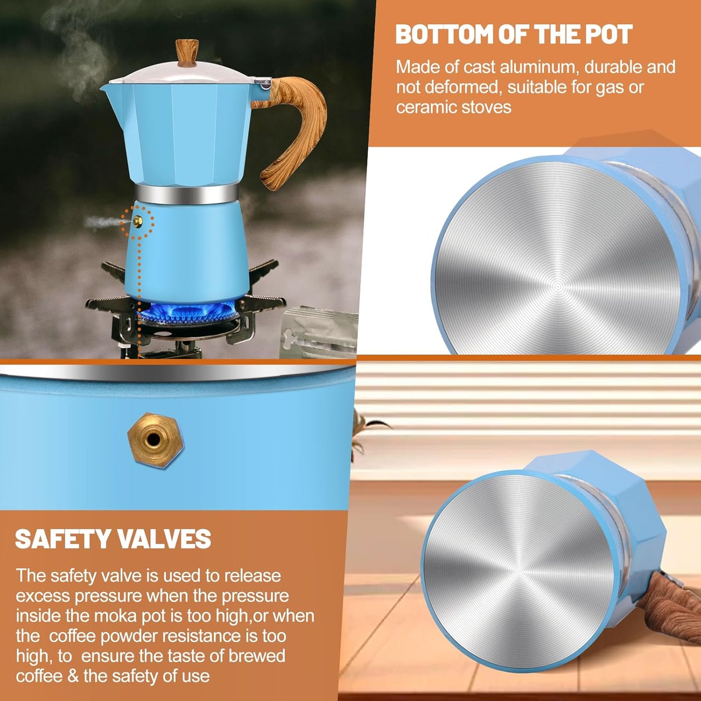 9 Cup Aluminum Espresso Stovetop Moka Pot Express Coffee Maker Percolator Italian Classic Mocha Coffee Machine for Italian and Cuban Cafe Brewing for Home & Camping 450ml 15oz