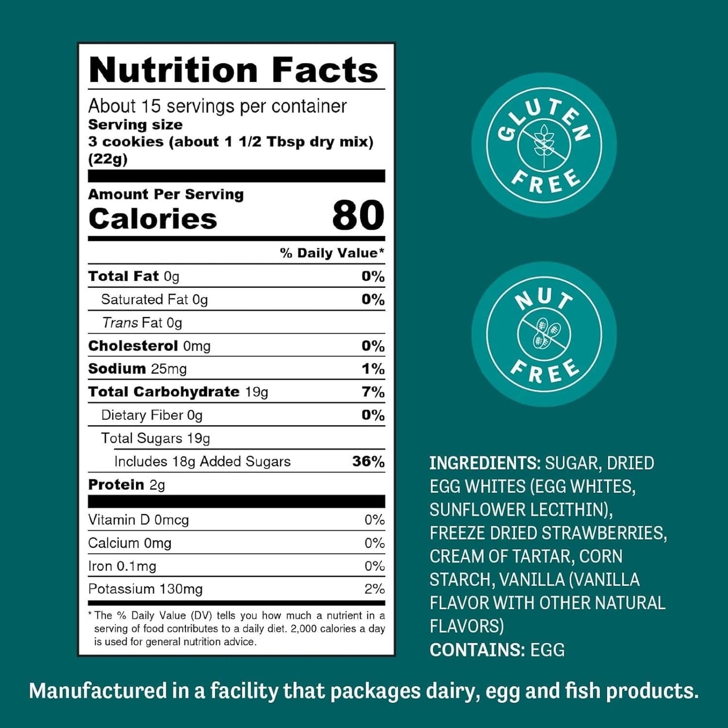 Judee's Gluten Free Complete Strawberry Meringue Powder Mix 11.4 oz - Just Add Water - Make Meringue, Cookies, Pies, Frosting, and Royal Icing - Great for Baking - No Preservative and Nut-Free