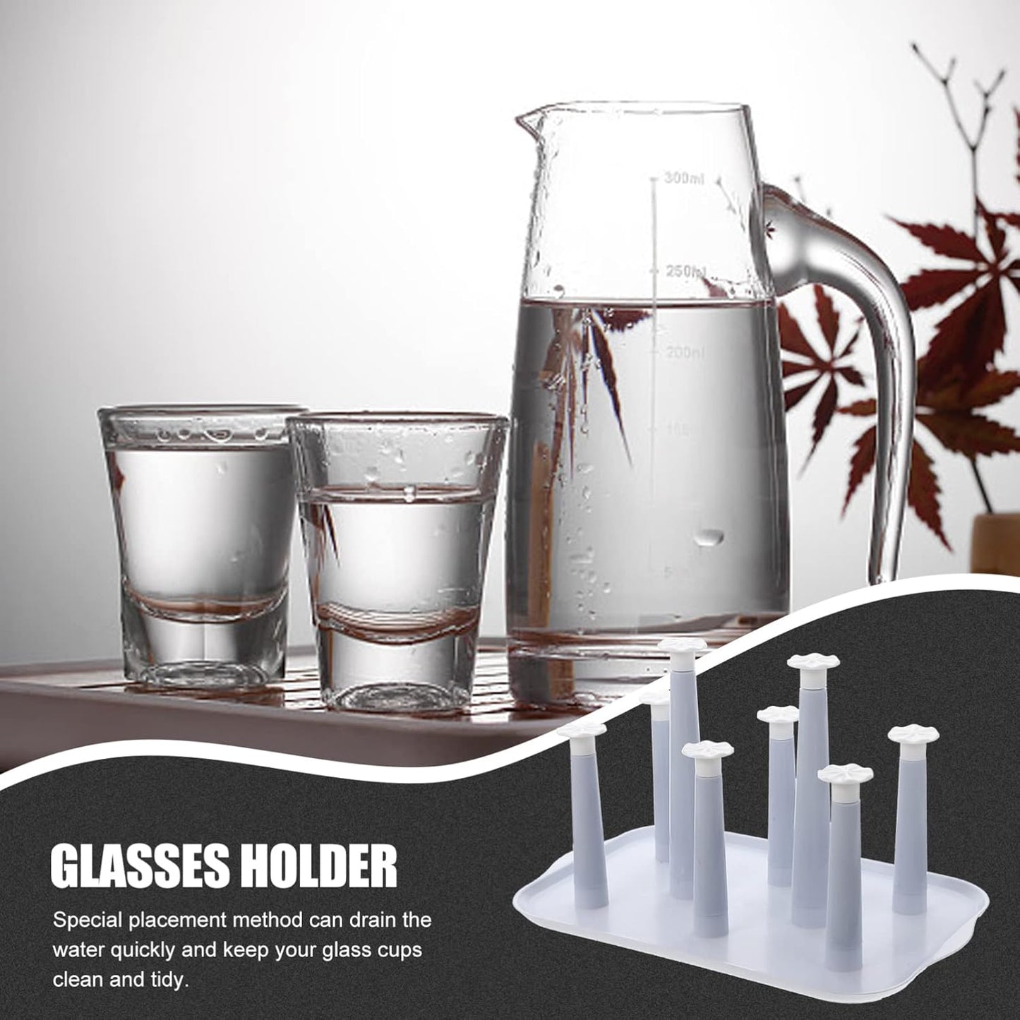 Hemoton Cup Drying Rack for Kitchen Counter Space-Saving Mug Holder Stand with Draining Design Plastic Glass Organizer for Home Use 12.6 X 7.9 X 7.1 Inches