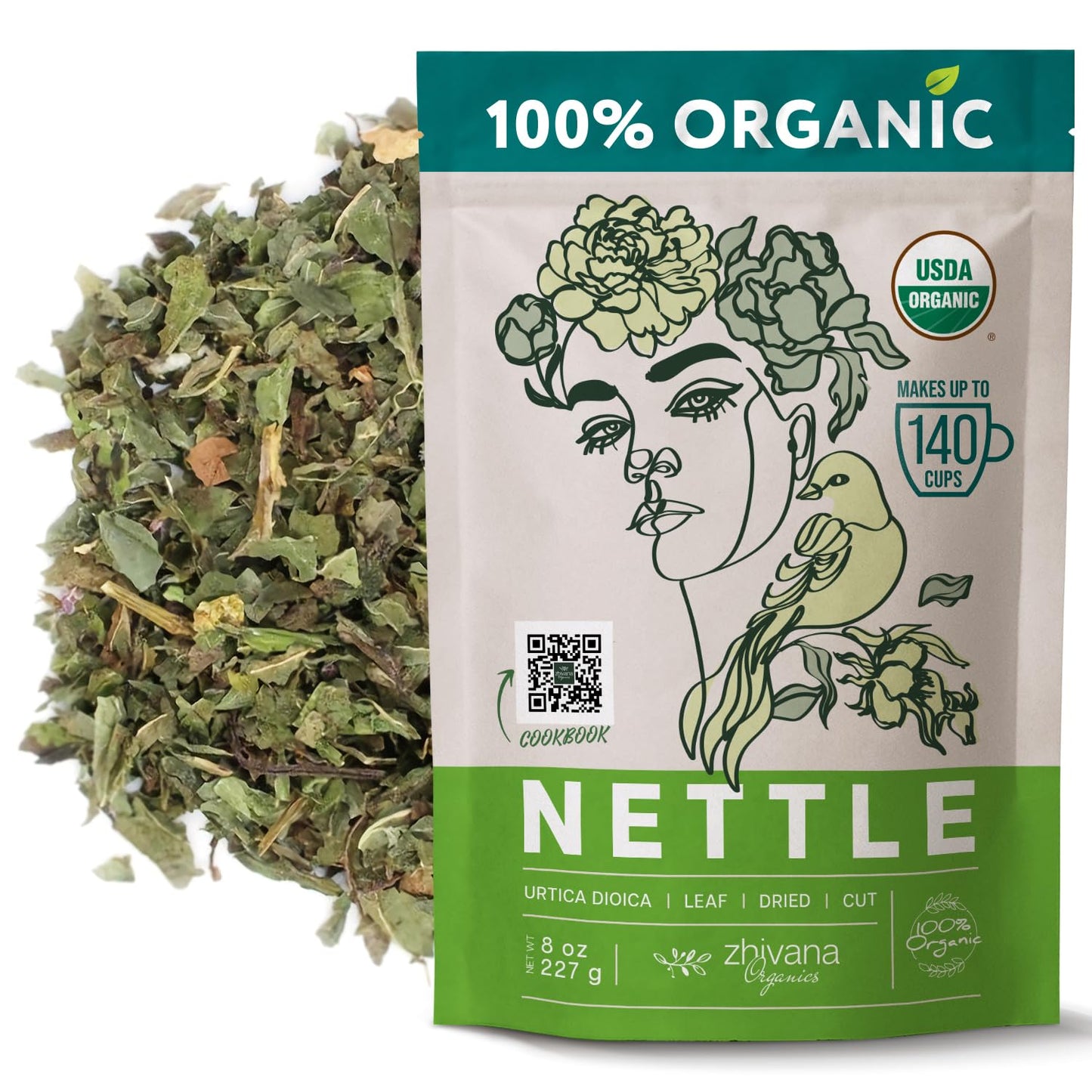 Stinging Nettle Tea Organic Loose Leaf - Dried Nettles Herb, Ortiga Tea – Cleanse Body, Remove Toxins, Easy Allergy – 8 oz