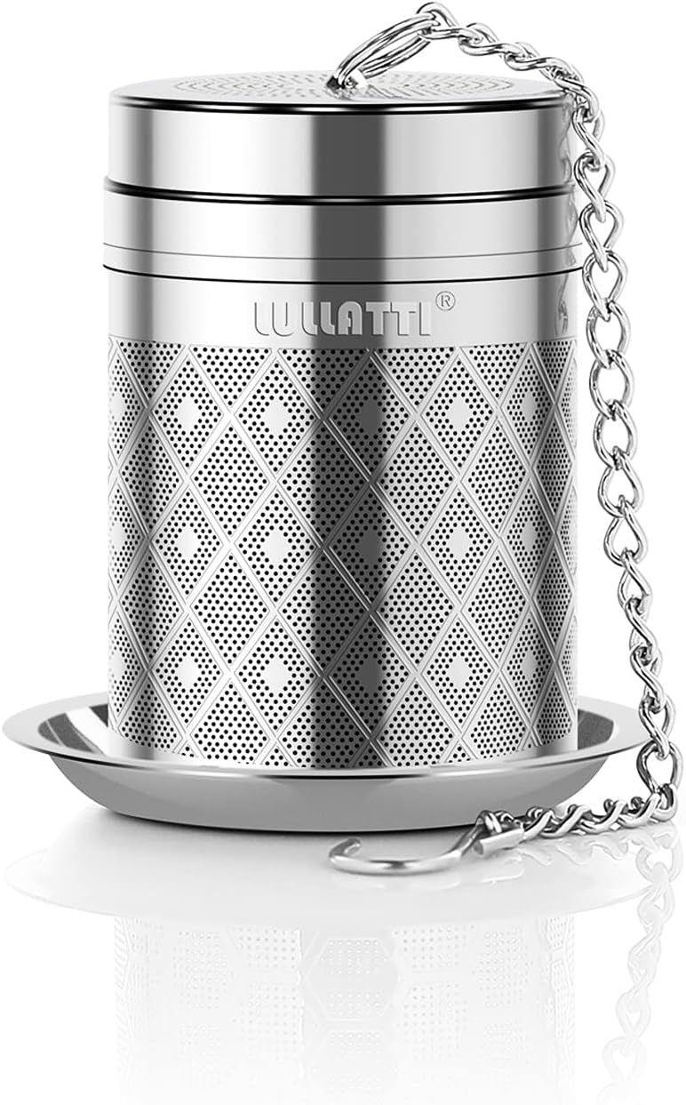 Tea Infuser (1 Pack), Extra Fine Mesh Loose Leaf Tea Steeper with Diamond Pattern & Extended Long Chain, 18/8 Stainless Steel Tea Ball Strainer for Brewing All Kinds of Tea