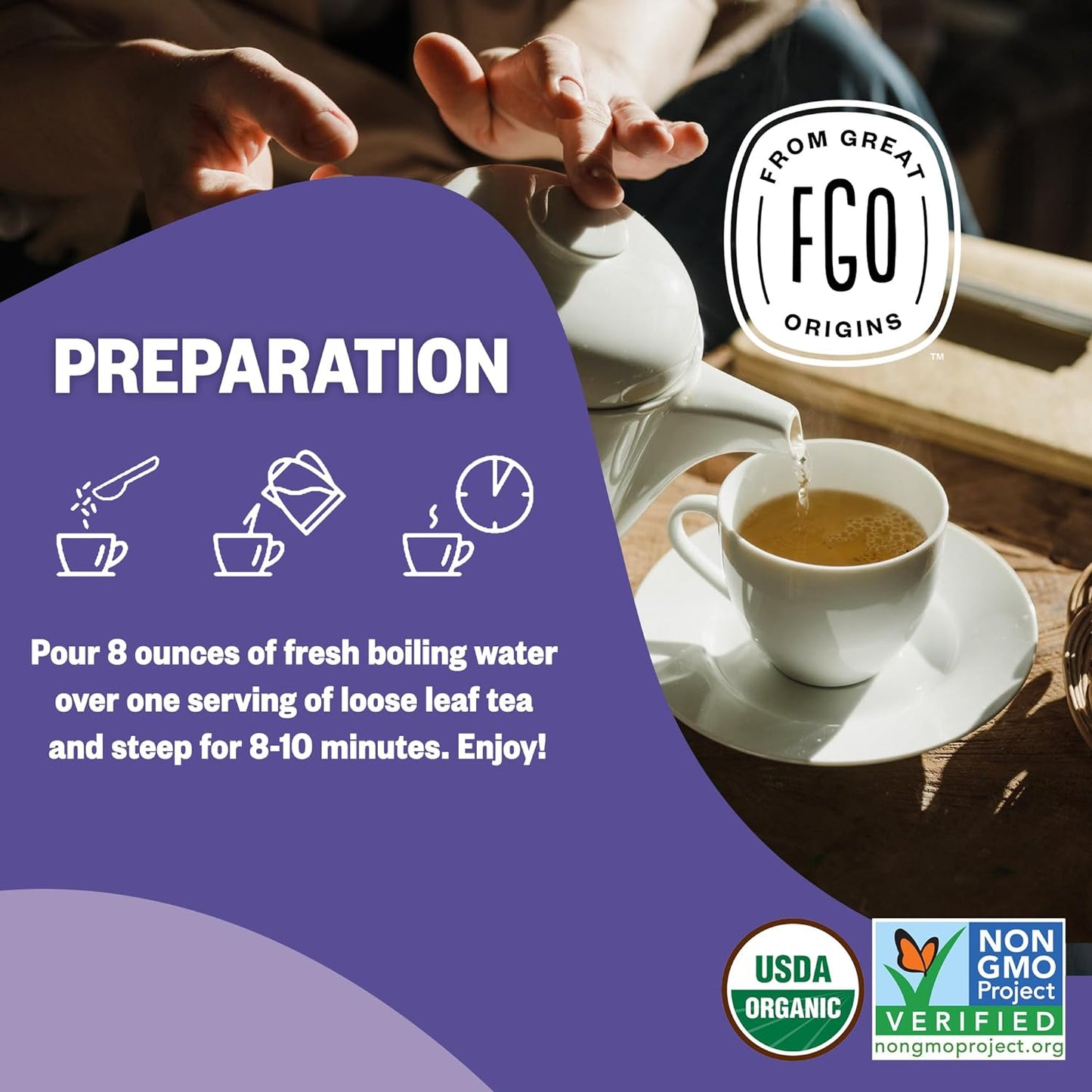 FGO Organic Dried Lavender Flowers, Extra Grade Dried Buds, Imported From France for Culinary or Sachet Bags, 16oz Bulk, Packaging May Vary (Pack of 1)