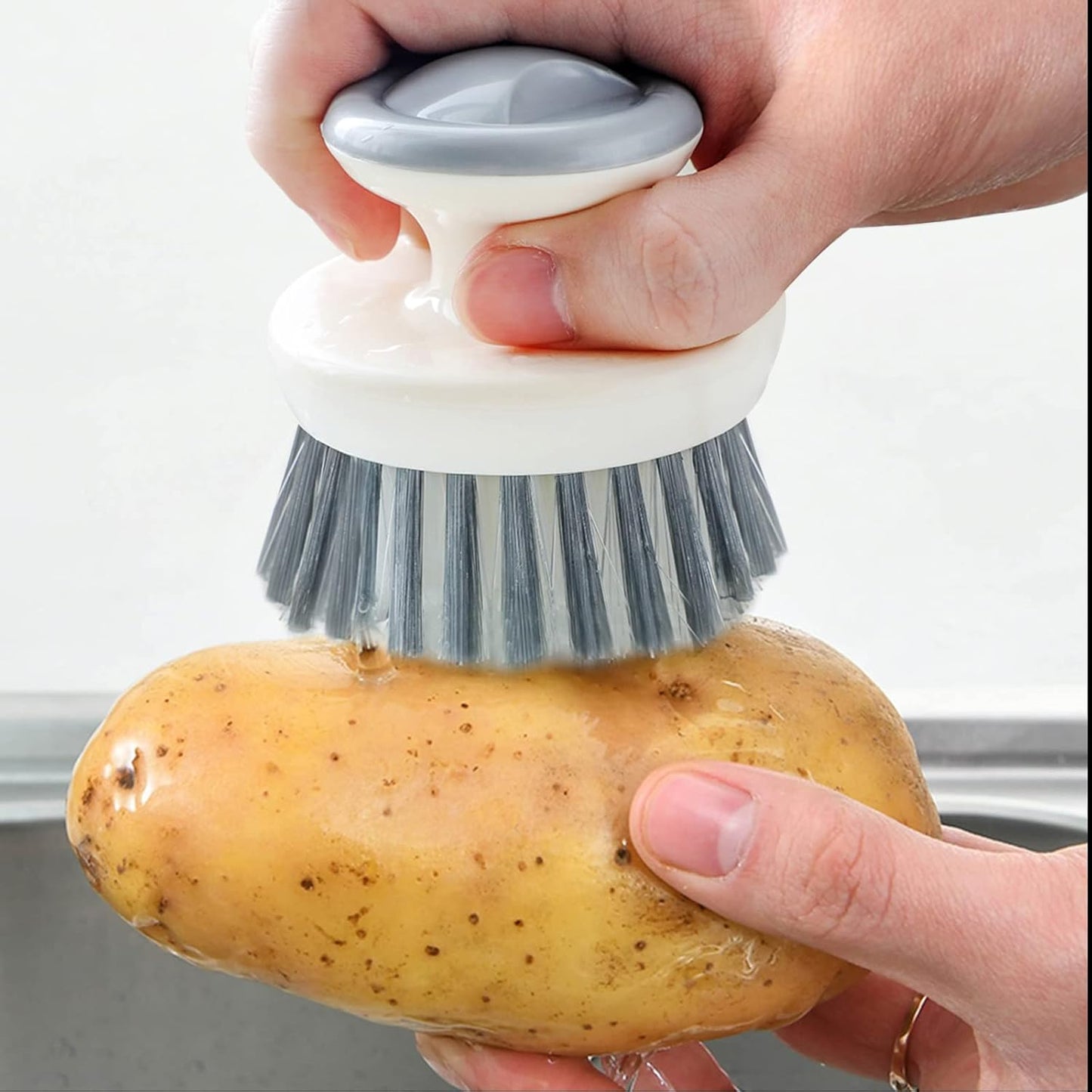 Dish Scrub Brush,Ergonomic Grip Palm Brush,Kitchen Scrub Brushes for Cleaning, Dish Scrubber with Stiff Bristles for Sink, Pots, Pans（2 Pack）