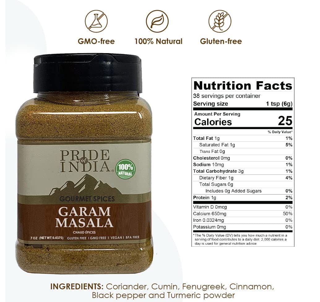 Pride of India - PACK of 6 - Garam Masala Ground 6 oz (170.097 gm) Medium Dual Sifter Bottle | Warming Spice Blend for Variety of Dishes | Flavorful Mix for Curries and Pilafs Non-Veg & Veg Dishes