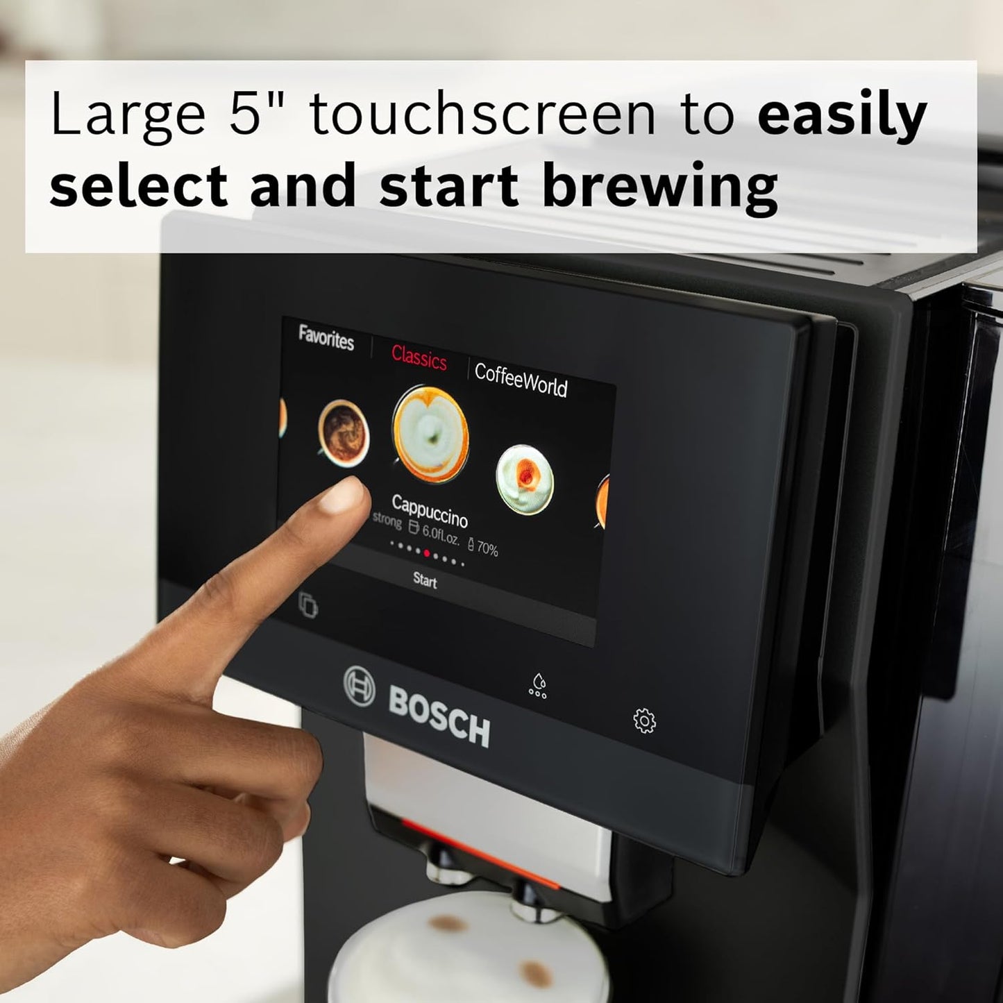 Bosch 800 Series Fully Automatic Espresso and Coffee Machine – 36 Drinks with Coffee World, Cold Brew, Double Cup, Milk Hose, Glass Milk Container, in Metallic Silver TPU60501