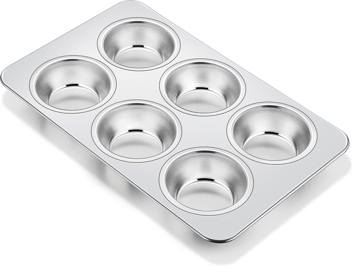 Homikit 1 Pack Muffin Pan, Stainless Steel Cupcake Tin with 6 Cups Regular Size, Thick Metal Egg Bites Bakeware for Oven Baking, Rust Free & Non Toxic, Also Be Snack Tray for Kids, Dishwasher Safe