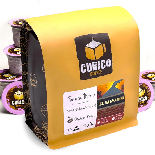Cubico Coffee Medium Roast El Salvador Single Origin Coffee Pods, 10 Count, K-Cup Compatible