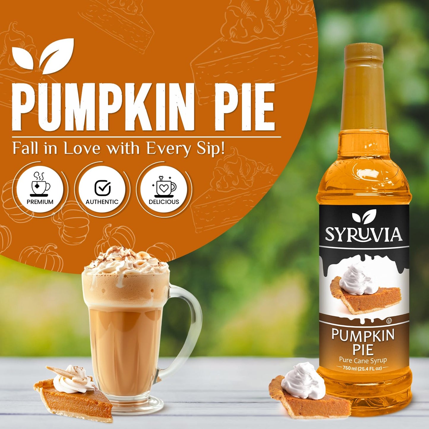 Syruvia Pumpkin Pie Coffee Syrup 25.4 Ounces
