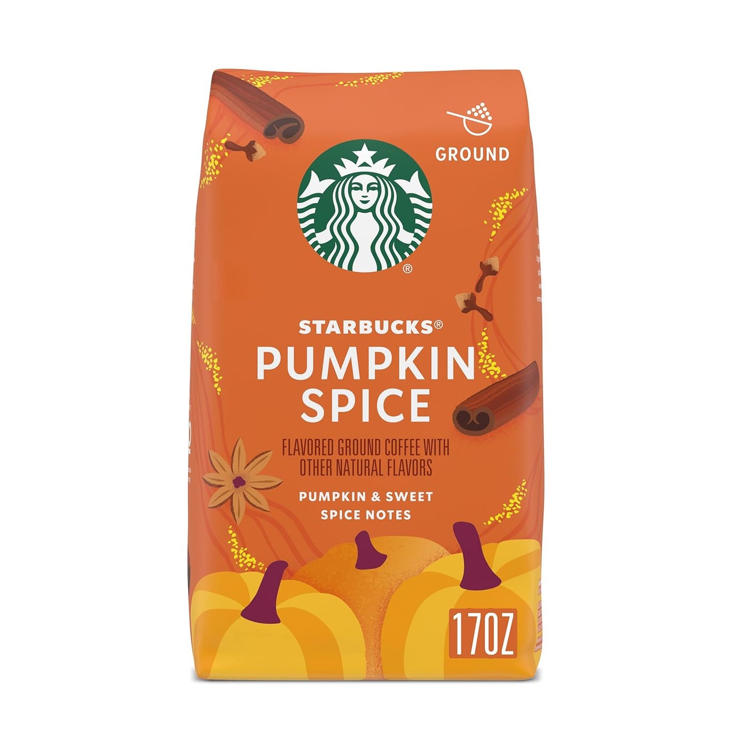 Starbucks Ground Coffee, Pumpkin Spice Flavored Coffee, 100% Arabica, Limited Edition, 1 Bag (17 Oz)