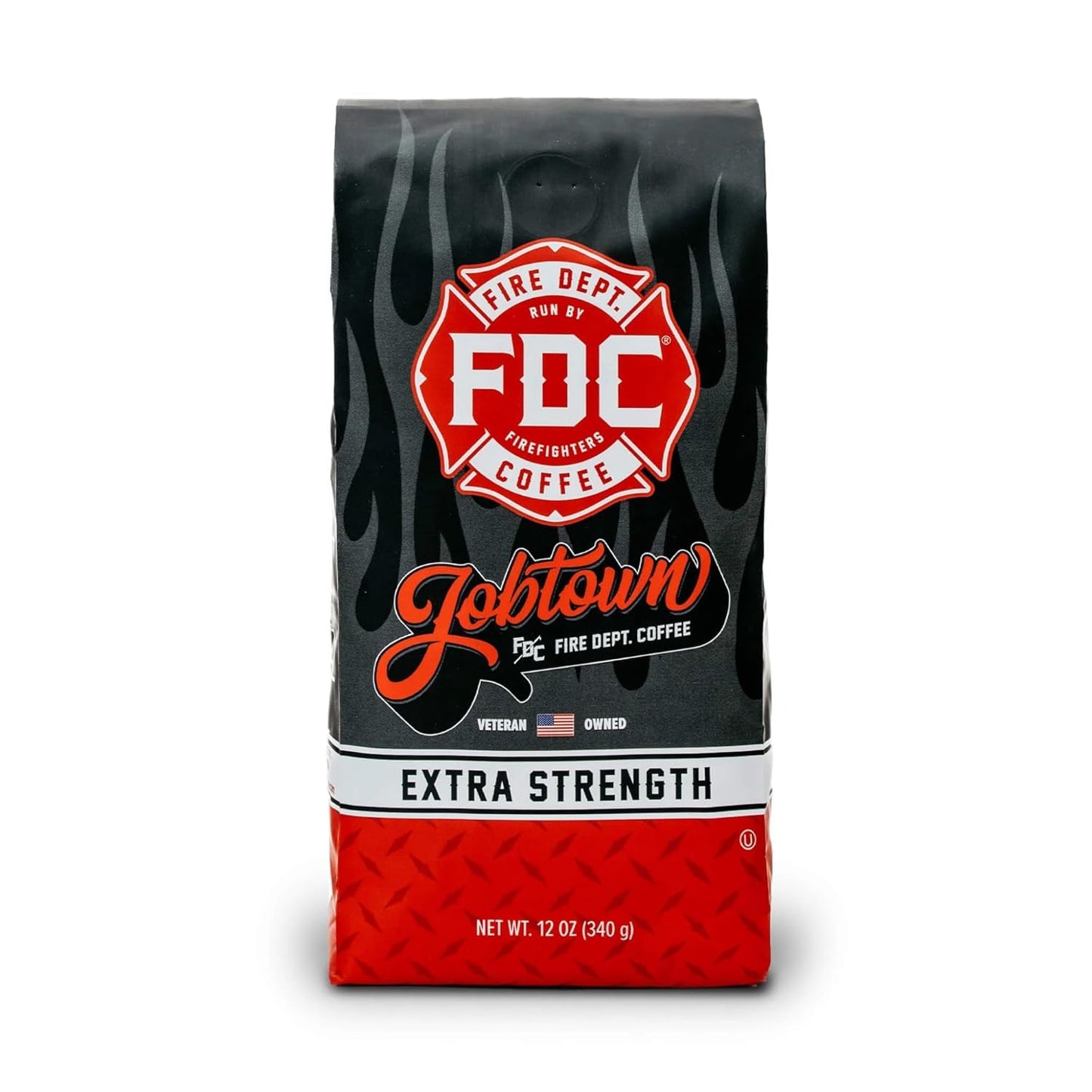 Fire Department Coffee - Gives Back to Firefighters - Jobtown Extra Strength Ground Coffee - Rich & Bold Dark Roast - Roasted in the USA - Veteran Owned - 12 oz