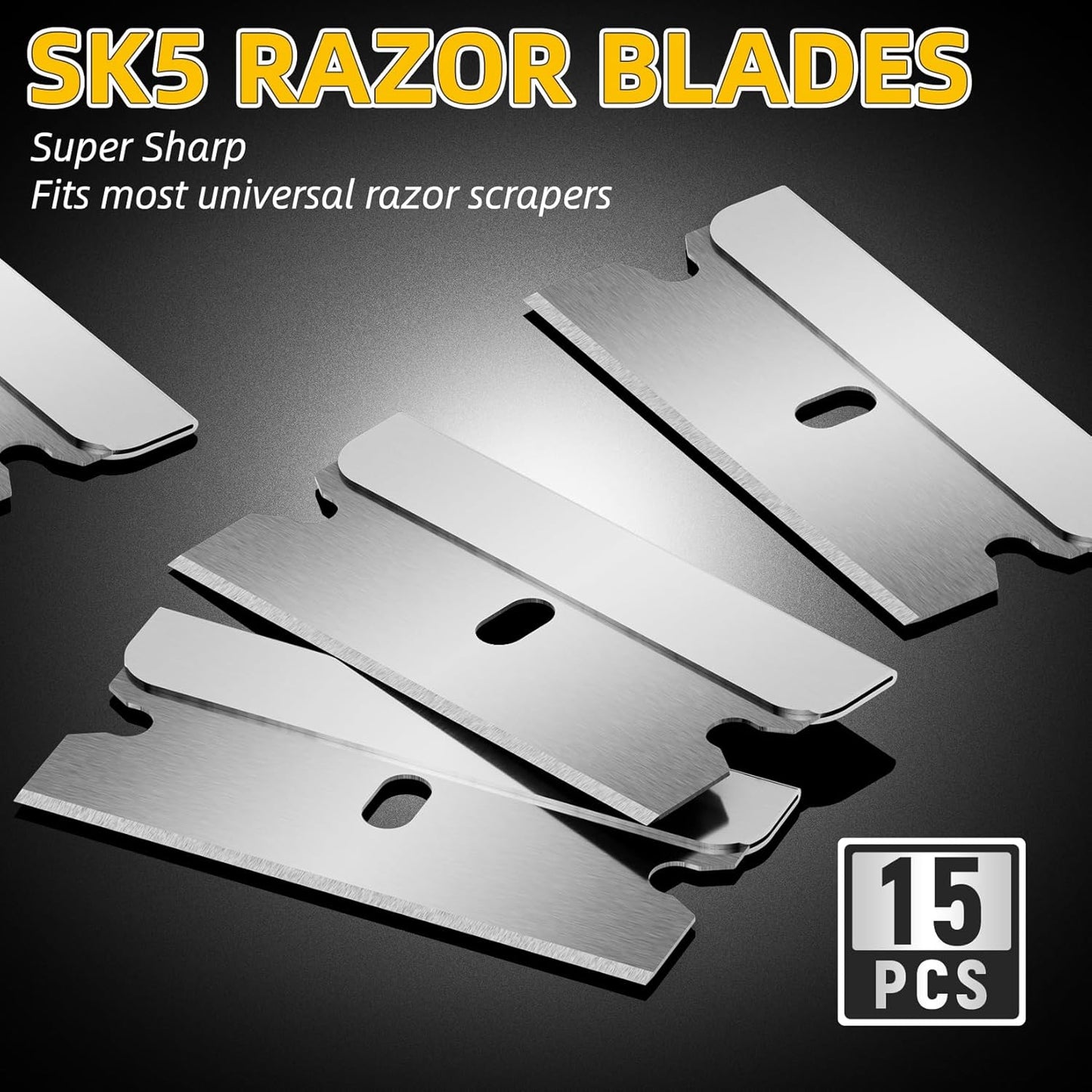 DIYSELF Razor Blade Scraper, 1 Pack Razor Scraper with 15 Razor Blades, Ergonomic Handle, Scraper for Cleaning Glass Stove Top, Windows, Razor Scraper Tool for Oven Door, Cooktop