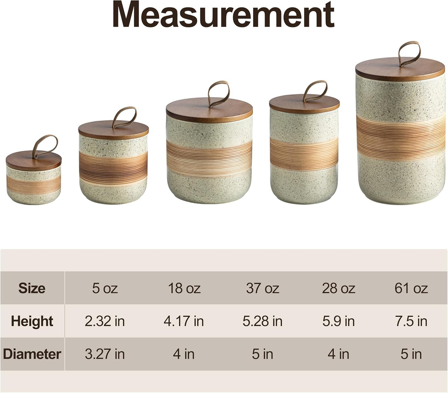 Ceramic Jar with Lid Airtight, Coffee Container Kitchen Food Storage Jars for Spice Sugar Tea Bag, Stackable Decorative Jars for Countertop, 18oz
