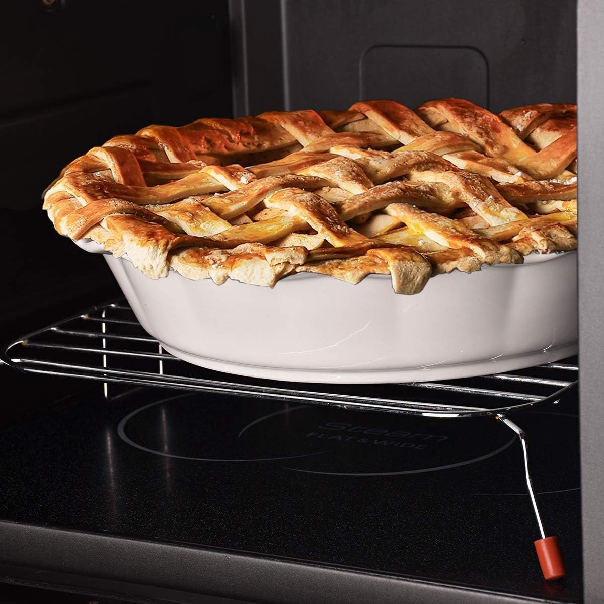 Bosmarlin Ceramic Pie Pan, 9 Inches Pie Dish, 50 Oz, Pie Plate for Baking, Microwave, Oven Safe and Dishwasher safe (White, 9 inches)