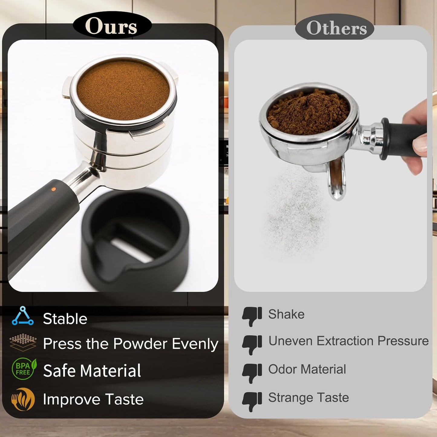 Coffee Tamping Base for Ninja Espresso Machine ES601/ES701 Portafilter, Improves Tamping Stability and Extraction, Sturdy Tamping Station Portafilter Holder for Ninja Luxe Cafe Accessories, Black