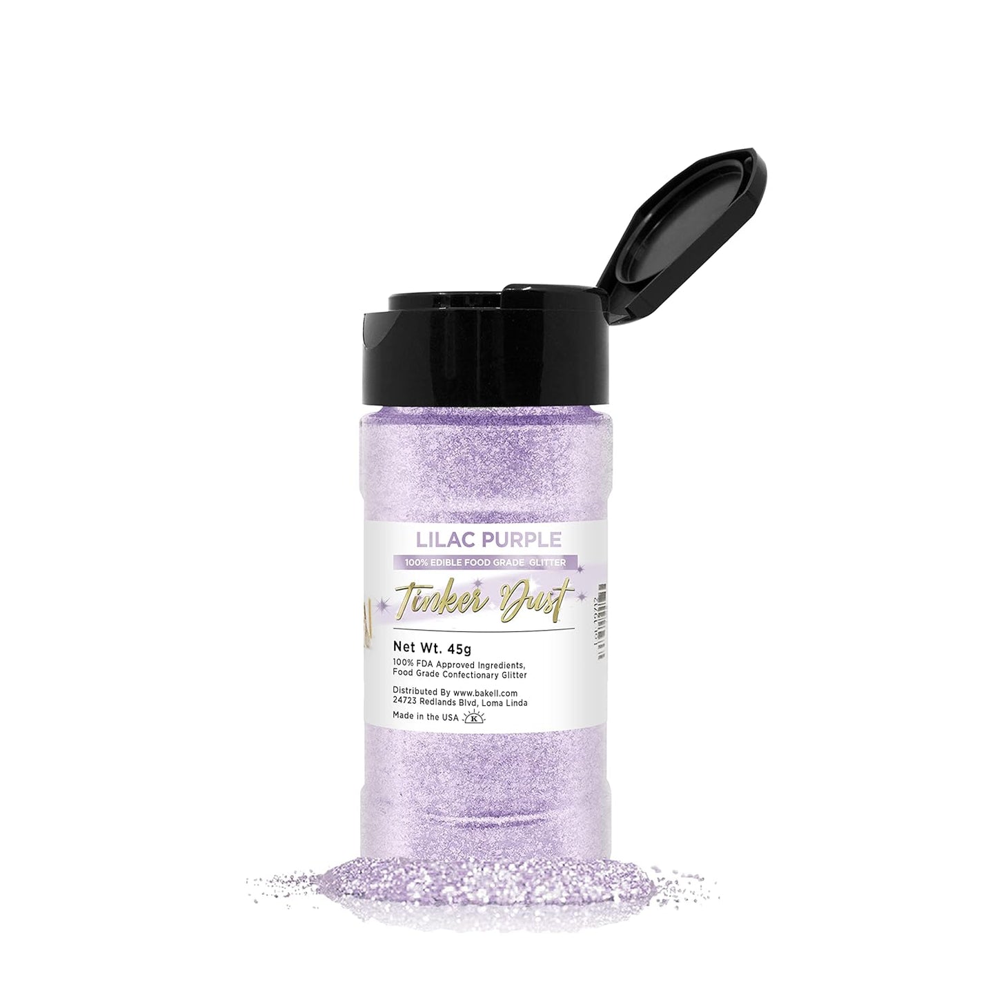 Bakell Lilac Purple Tinker Dust - (45g 1x Shaker Jar) | Add Elegance to Your Baking and Beverages with Edible Glitter!