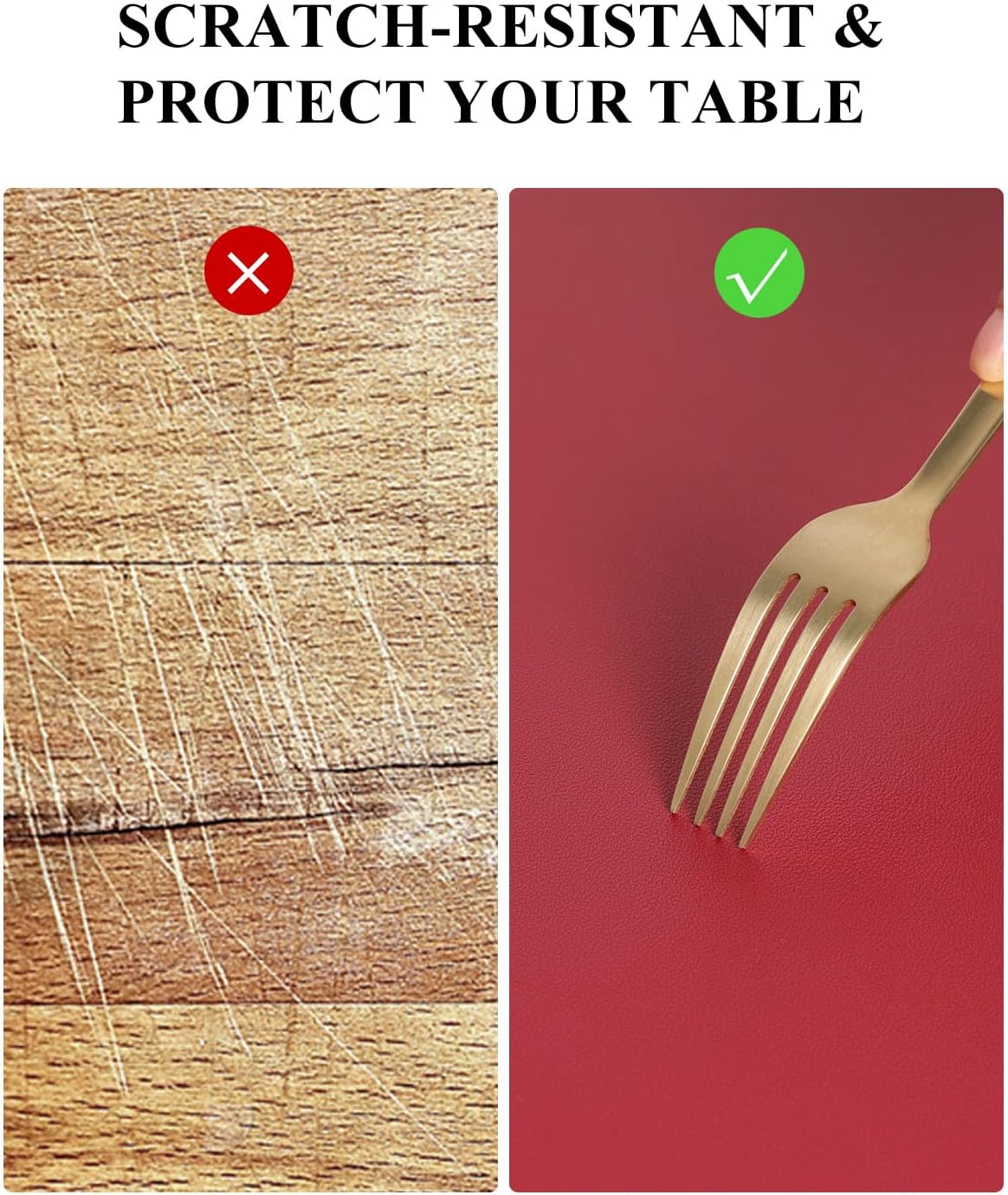 Wine Red Plastic Table Cover Protector, 24" x 48" Waterproof Easy Flat PVC Desk Pad Mat, 1.5mm Thick Rectangle Vinyl Table Top Protector for Dining Room Table, Office, Dresser