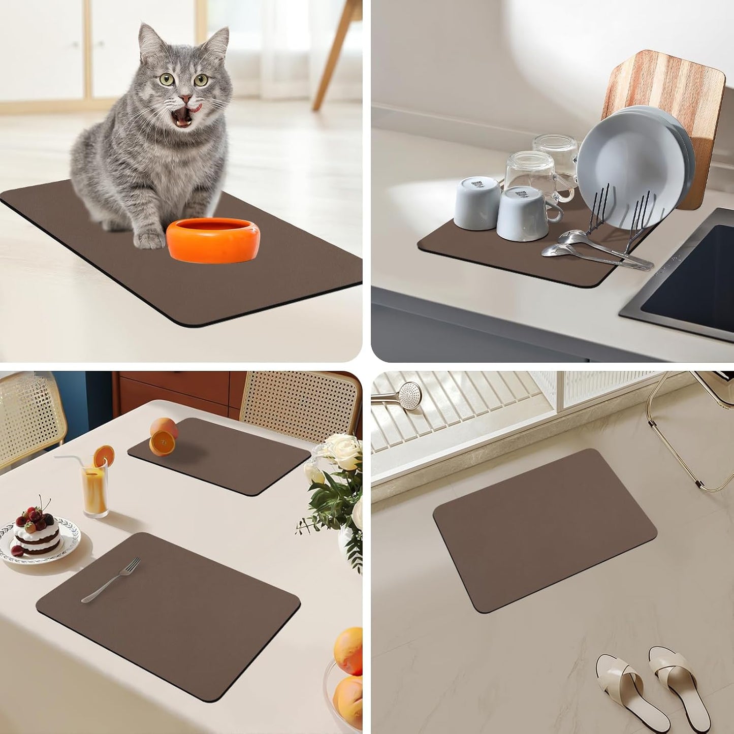 Bloss Coffee Mat, Bar Mat, Hide Stain Absorbent Drying Mat with Waterproof Rubber Back, Fit Under Coffee Maker Machine Pot Espresso Machine(12.2"x19.7", Brown)