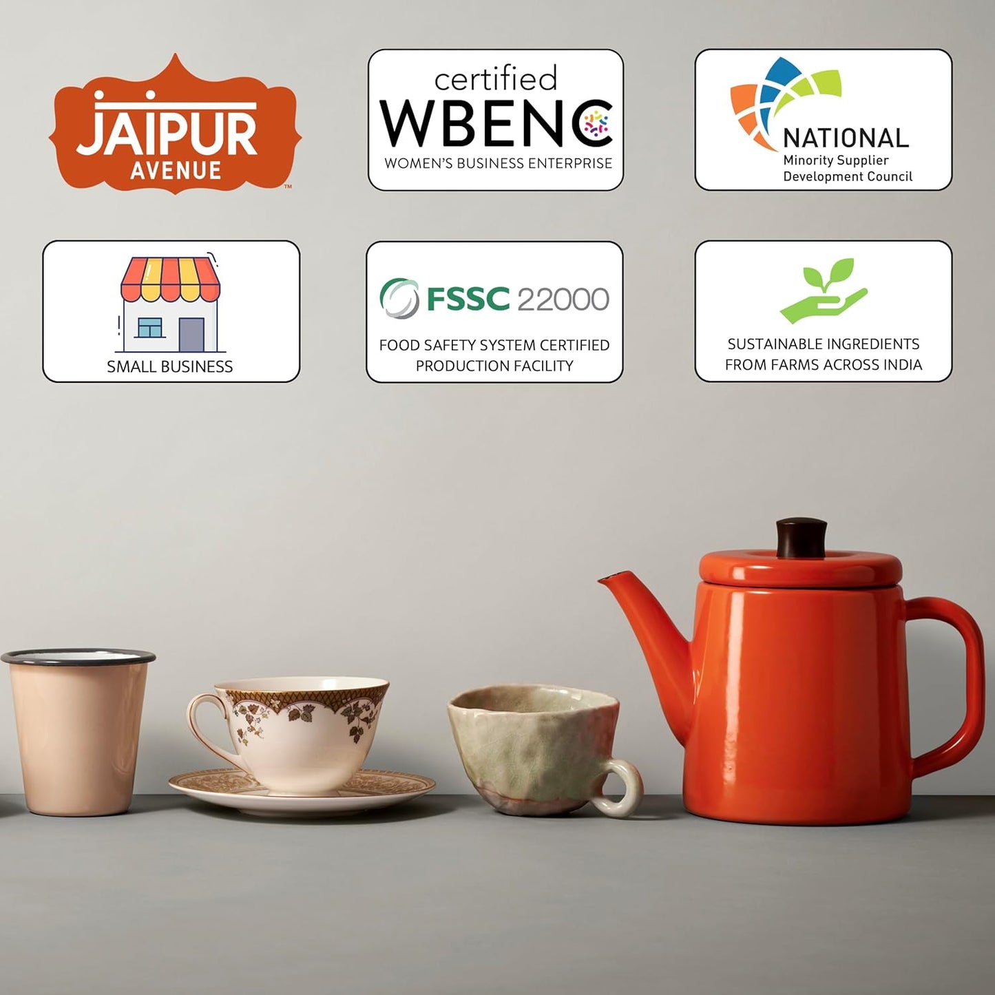 Jaipur Avenue Saffron Chai Tea Mix Crafted with All-Natural Assam Black Tea, Saffron, Cardamom, Cane Sugar, and Premium Dry Milk - Preservative-Free, Gluten-Free (15 Servings)