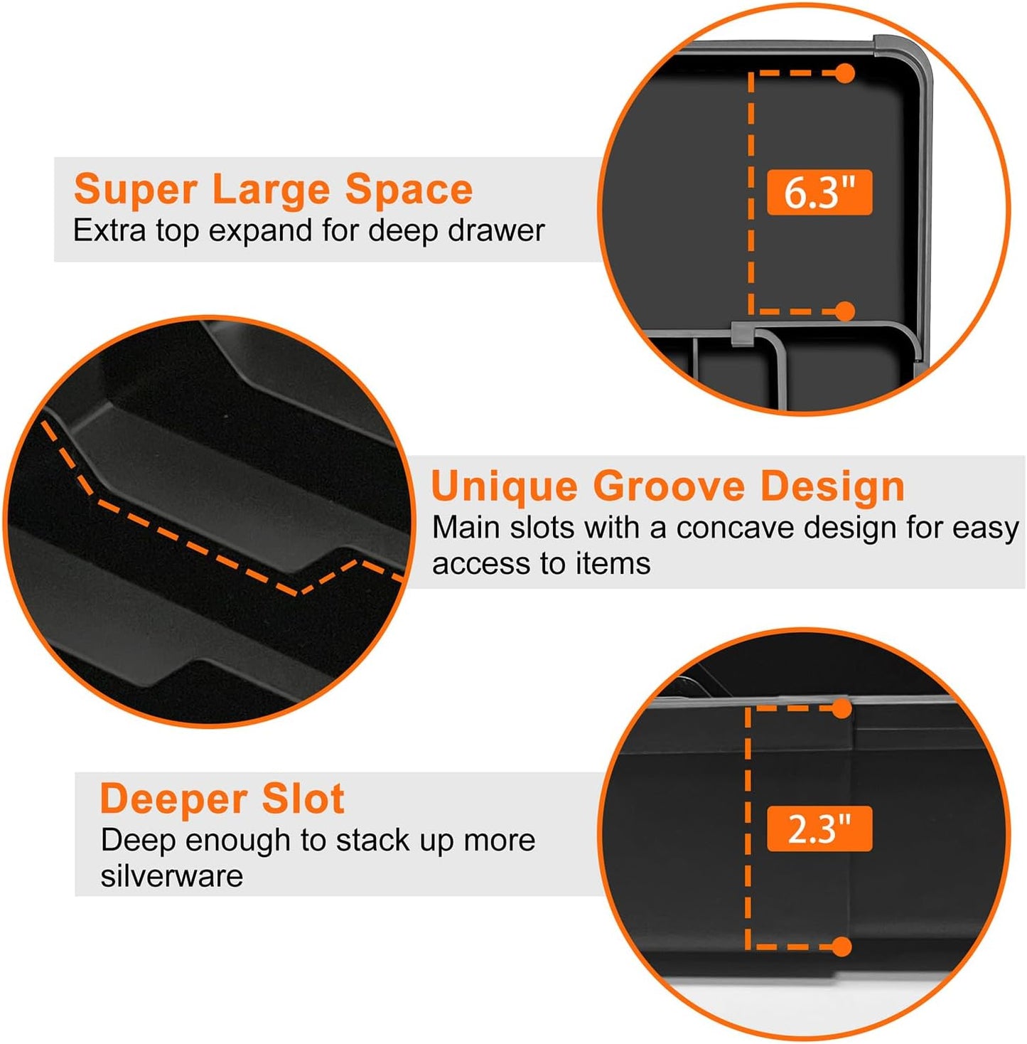 Silverware Organizer - Expandable Kitchen Drawer Organizer, Utensil Drawer Organizer, Adjustable Plastic Flatware and Cutlery Holder, Kitchen Organizers Storage for Forks Knives, Black